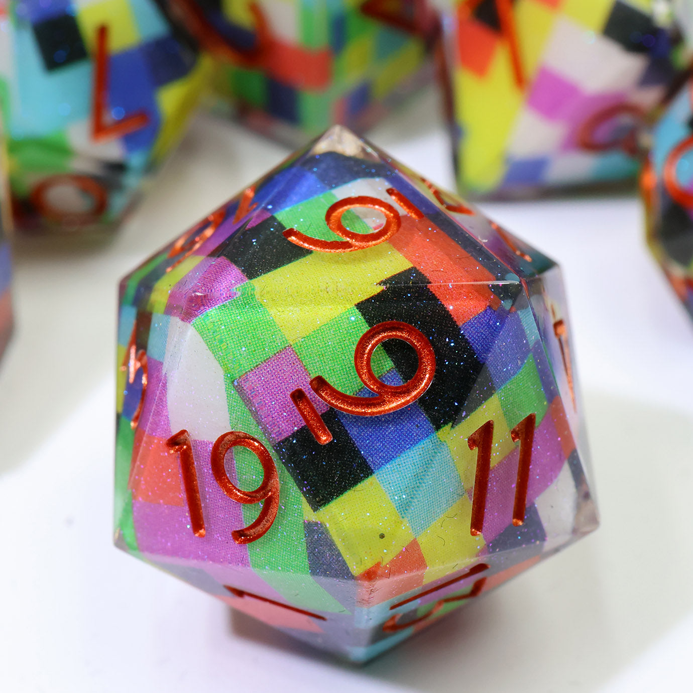Digital Static Layered Set 7-Piece Polyhedral Dice Set