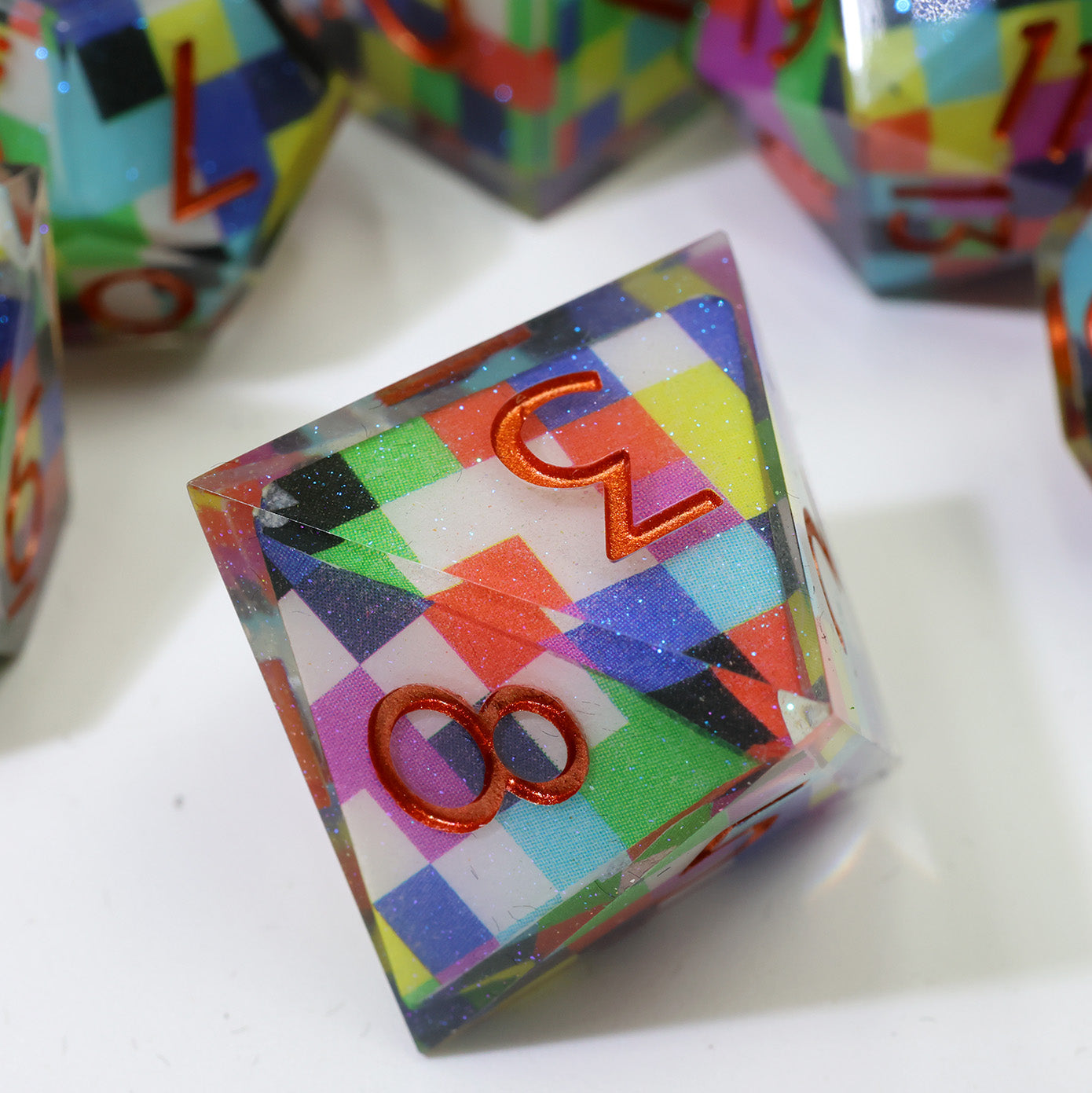 Digital Static Layered Set 7-Piece Polyhedral Dice Set
