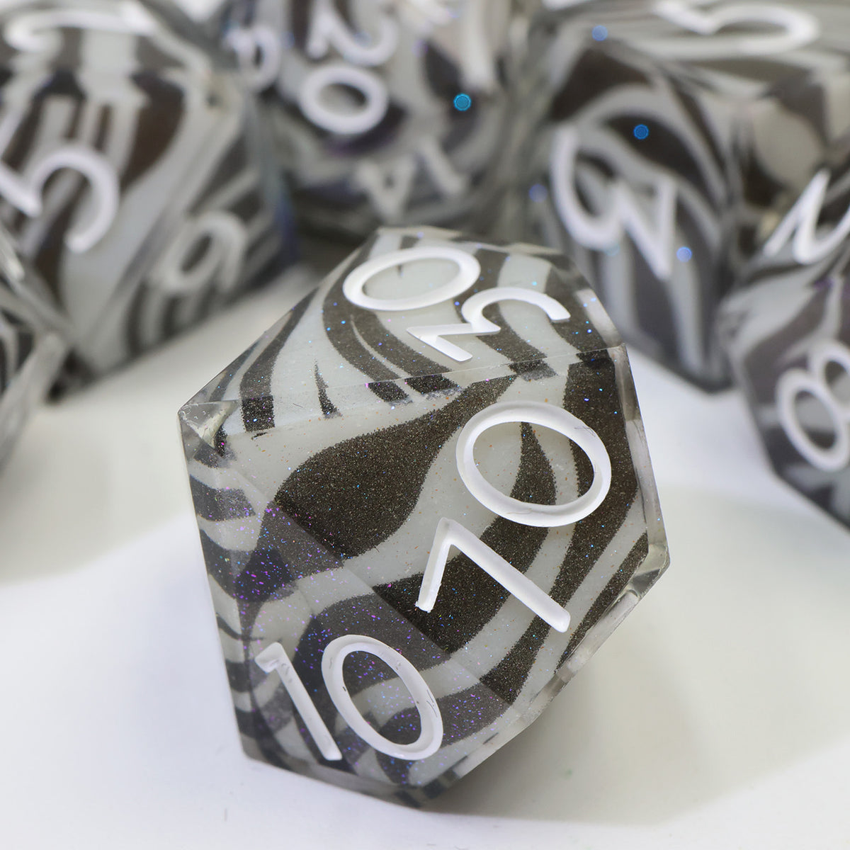 Zebra Layered Set 7-Piece Polyhedral Dice Set