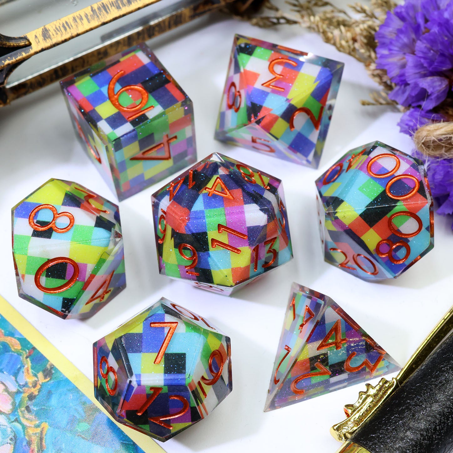 Digital Static Layered Set 7-Piece Polyhedral Dice Set