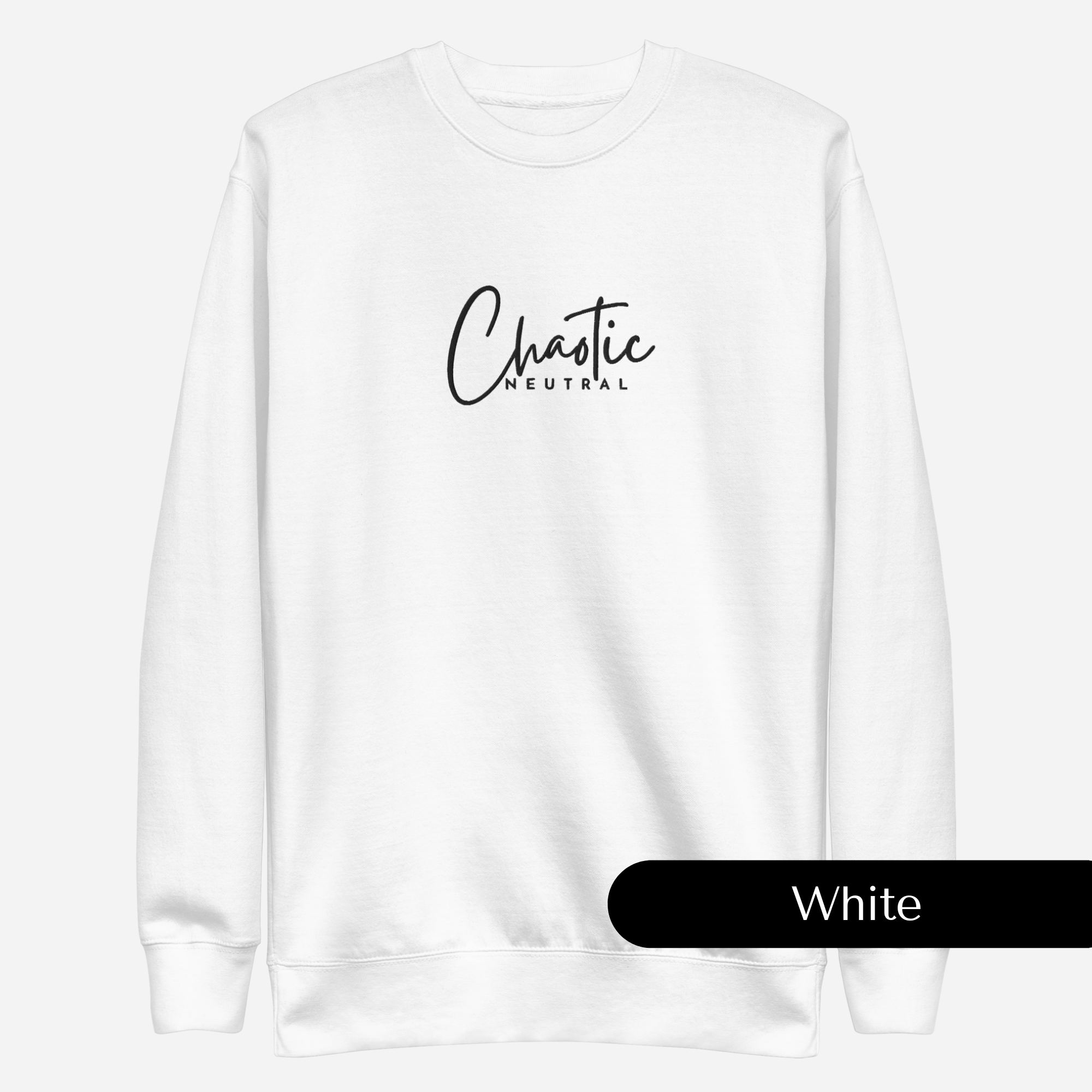 Chaotic Neutral Embroidered Dungeons and Dragons Crew Neck Sweatshirt