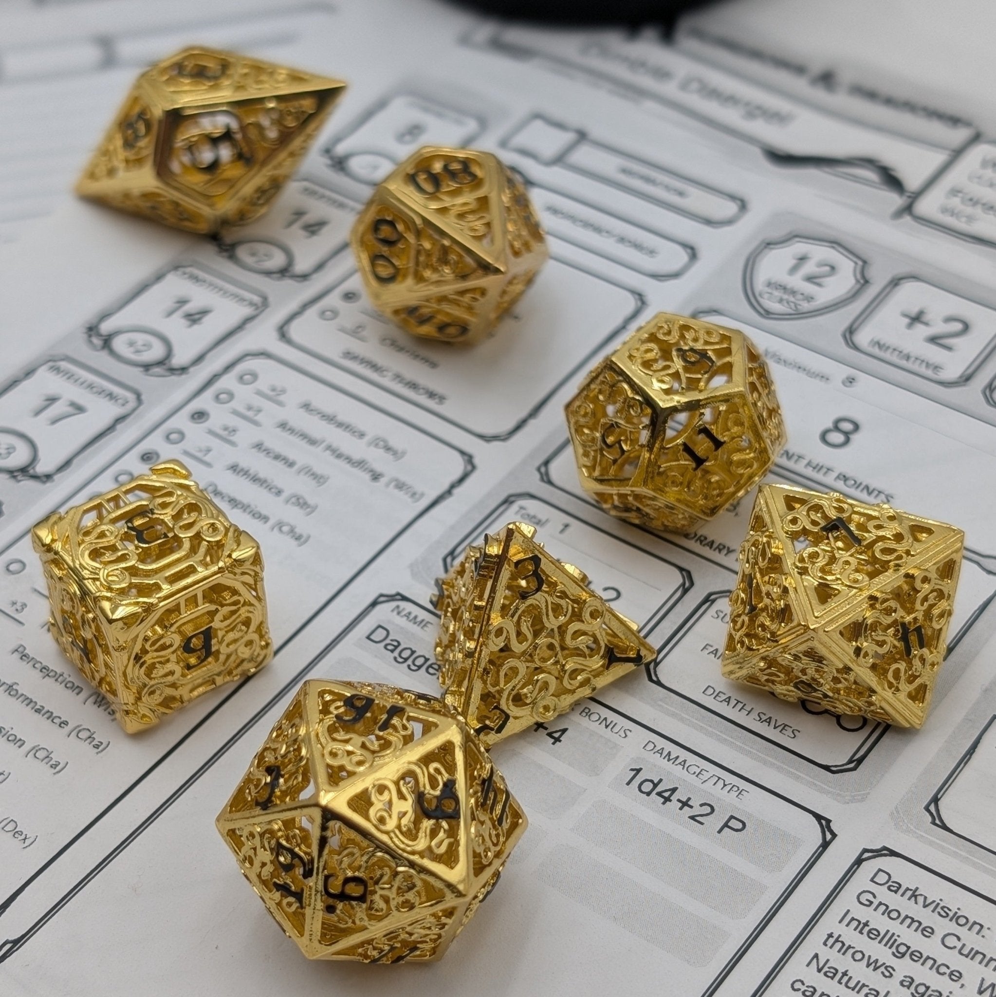 7 Piece Metal Polyhedral D&D Dice Set
