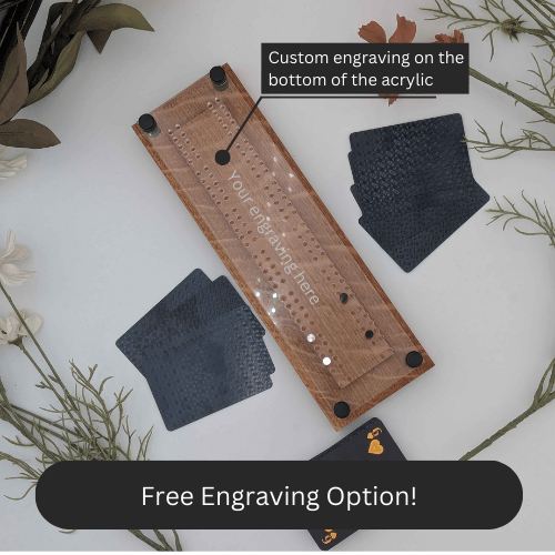 Two Lane Minimal Premium Cribbage Board With Cards