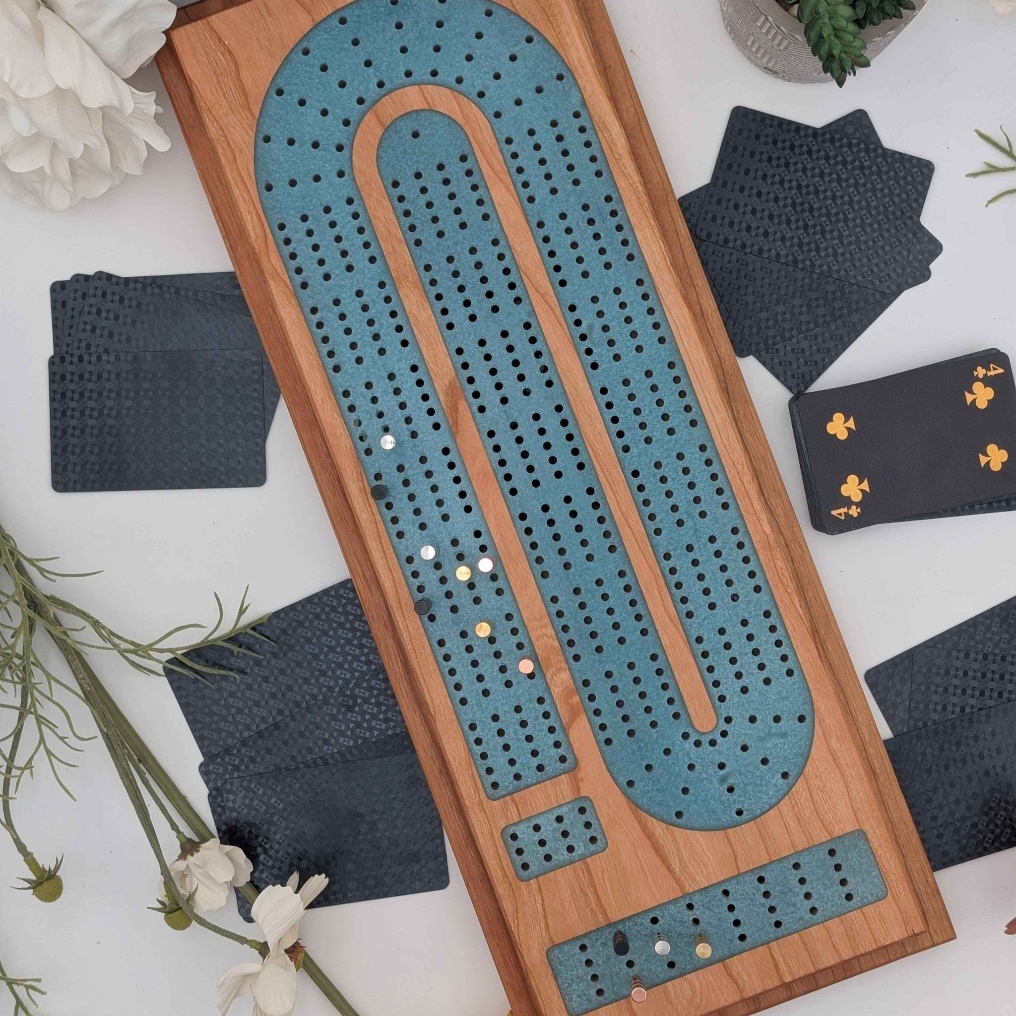 Four lane cribbage board top view