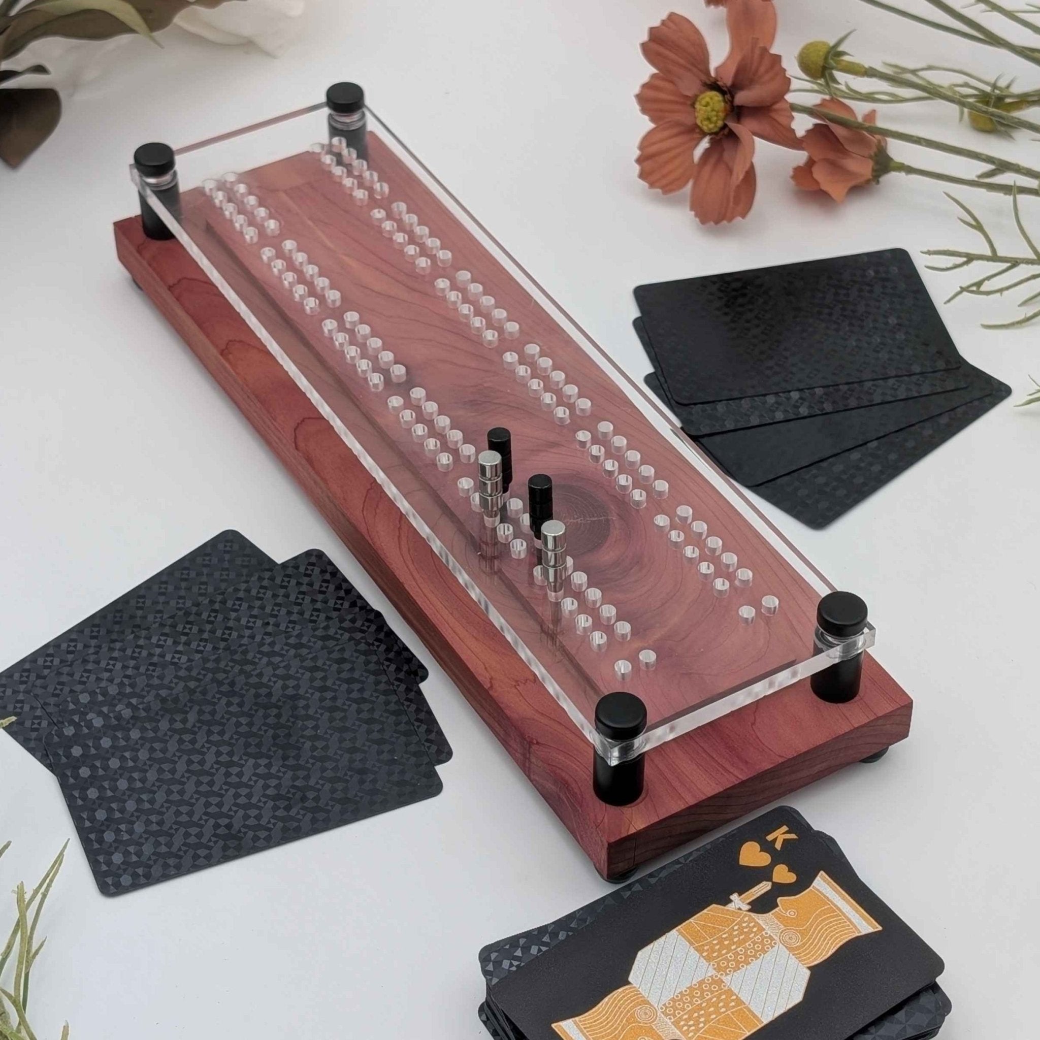 Two Lane Minimal Premium Cribbage Board With Cards