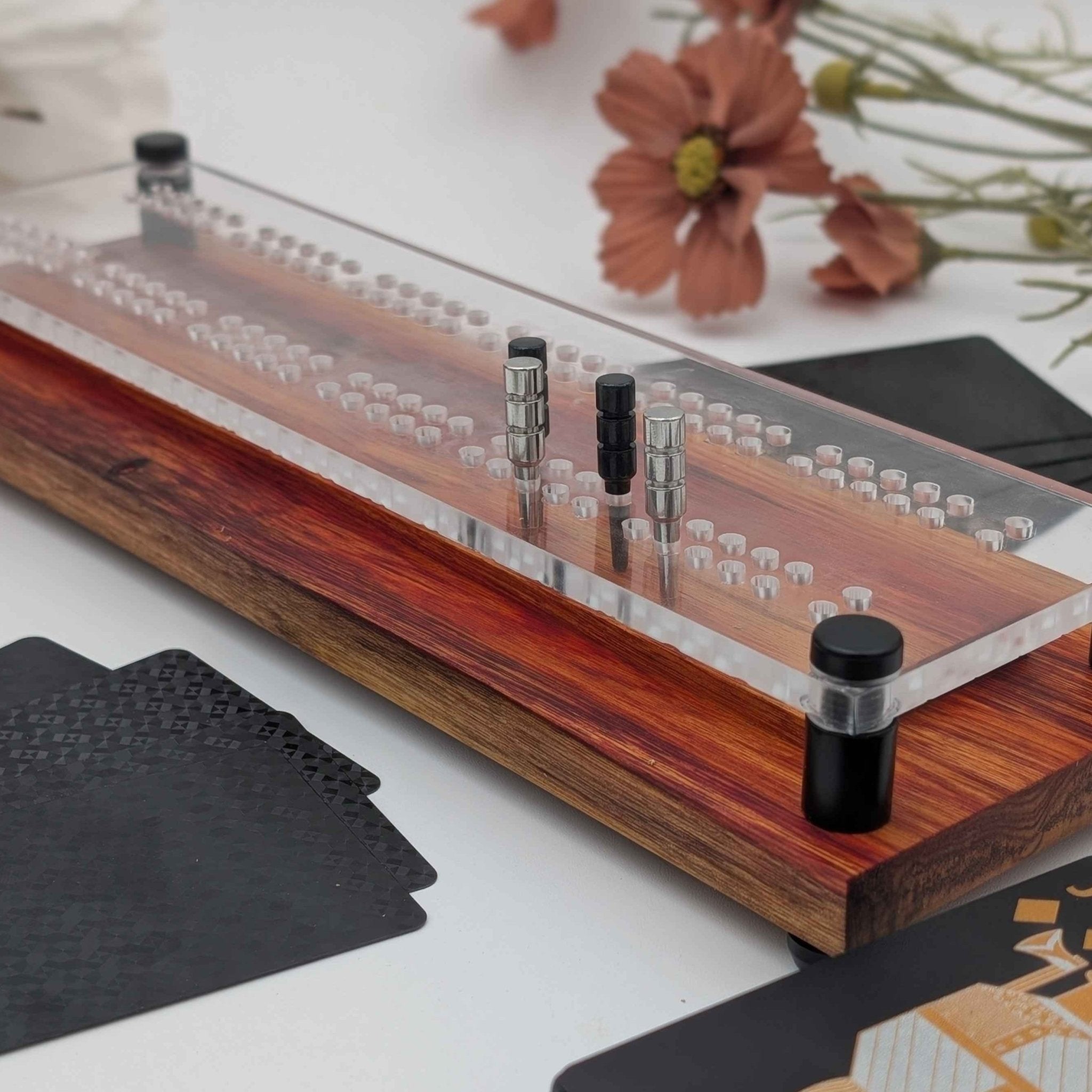 Two Lane Minimal Premium Cribbage Board With Cards