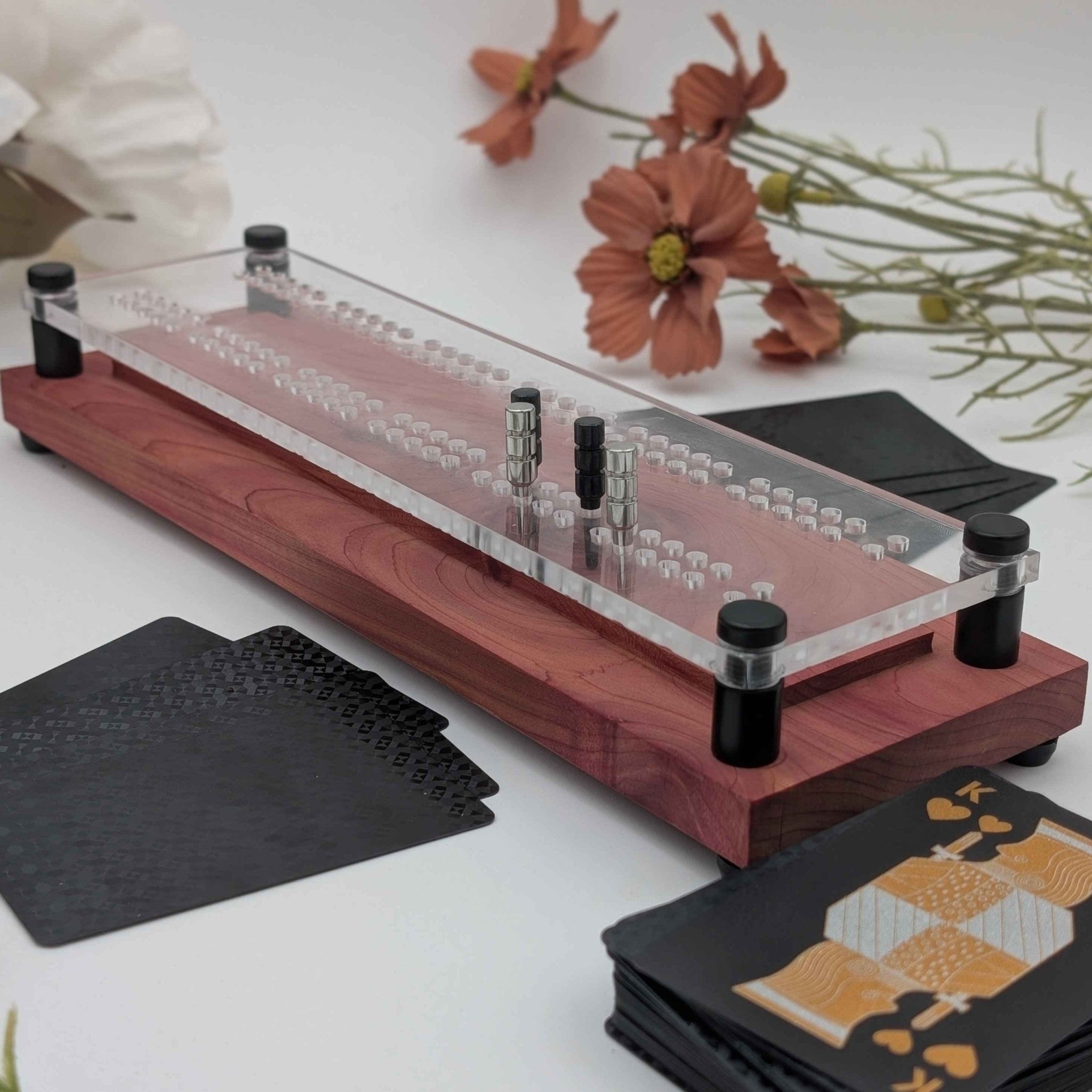 Two Lane Minimal Premium Cribbage Board With Cards