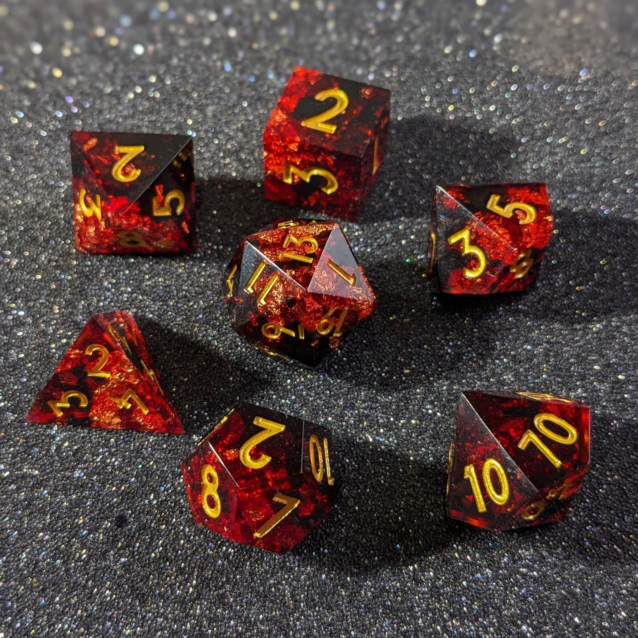 Crimson Veil - 7 Piece Polyhedral Dice Set