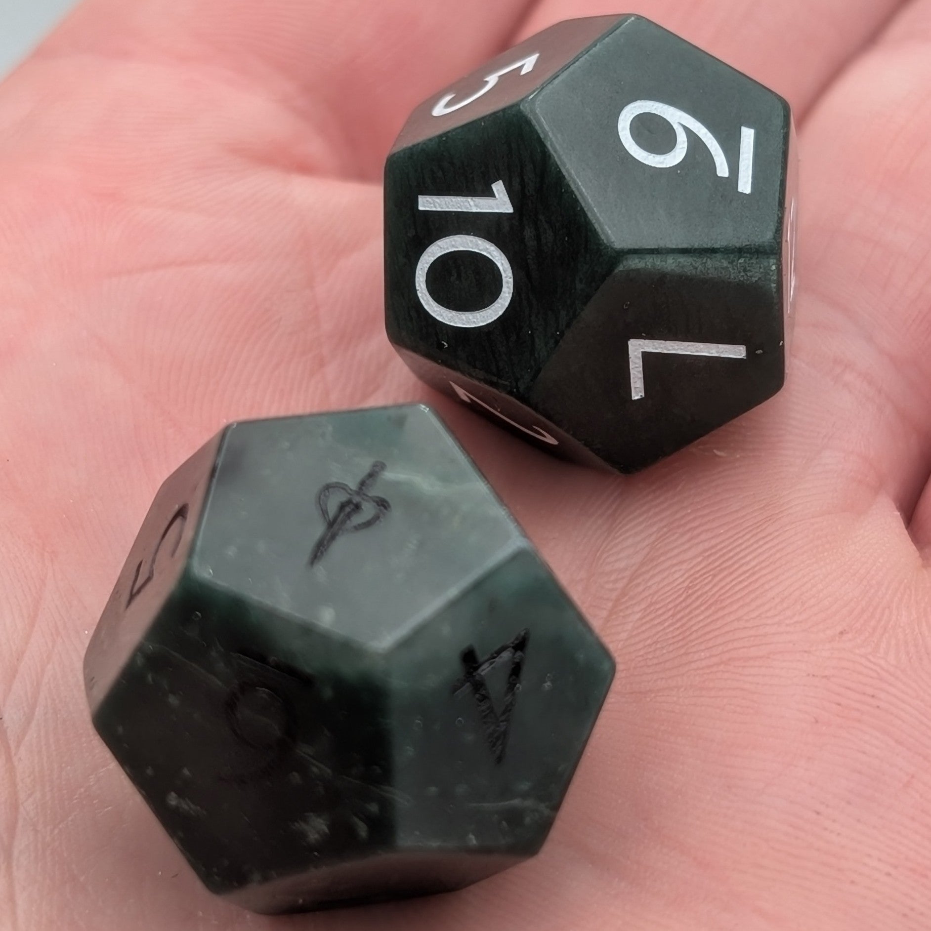 African Jade - 2pc Gemstone Duality Dice for Daggerheart - EBONWOOD