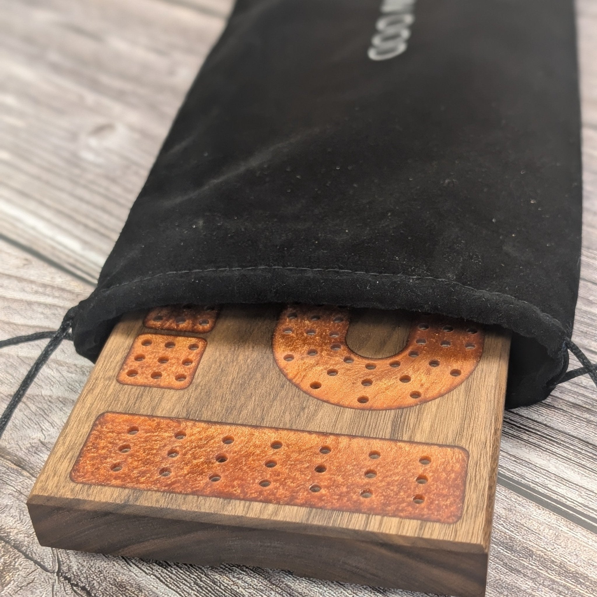 Black Velvet Cribbage Board Drawstring Bag - EBONWOOD