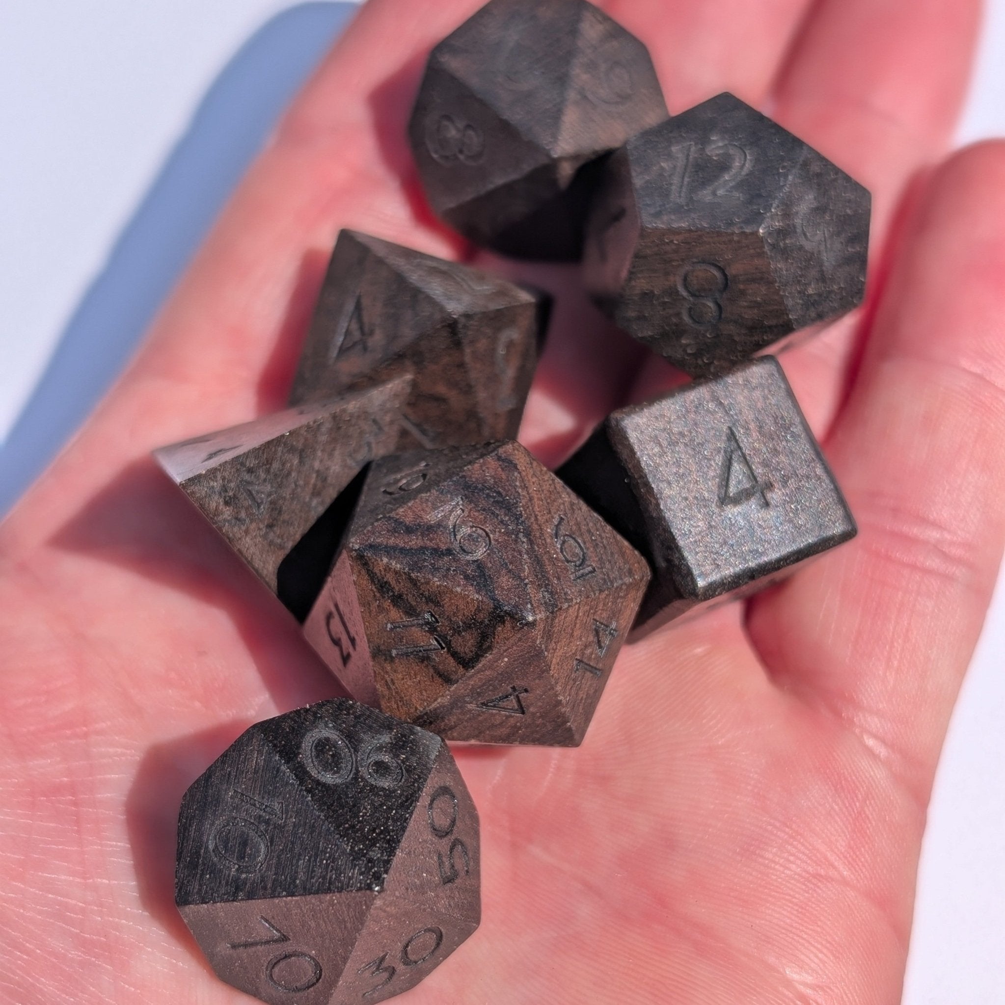 Blackwood - 7 Piece Polyhedral Wooden Dice Set - EBONWOOD