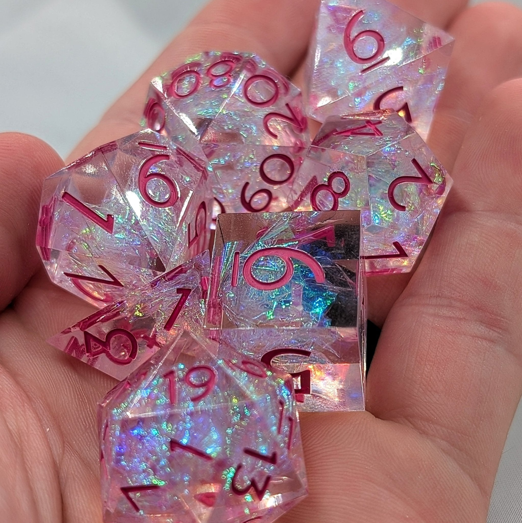Blushing Prism - 7 Piece Luxury D&D Dice Set - EBONWOOD