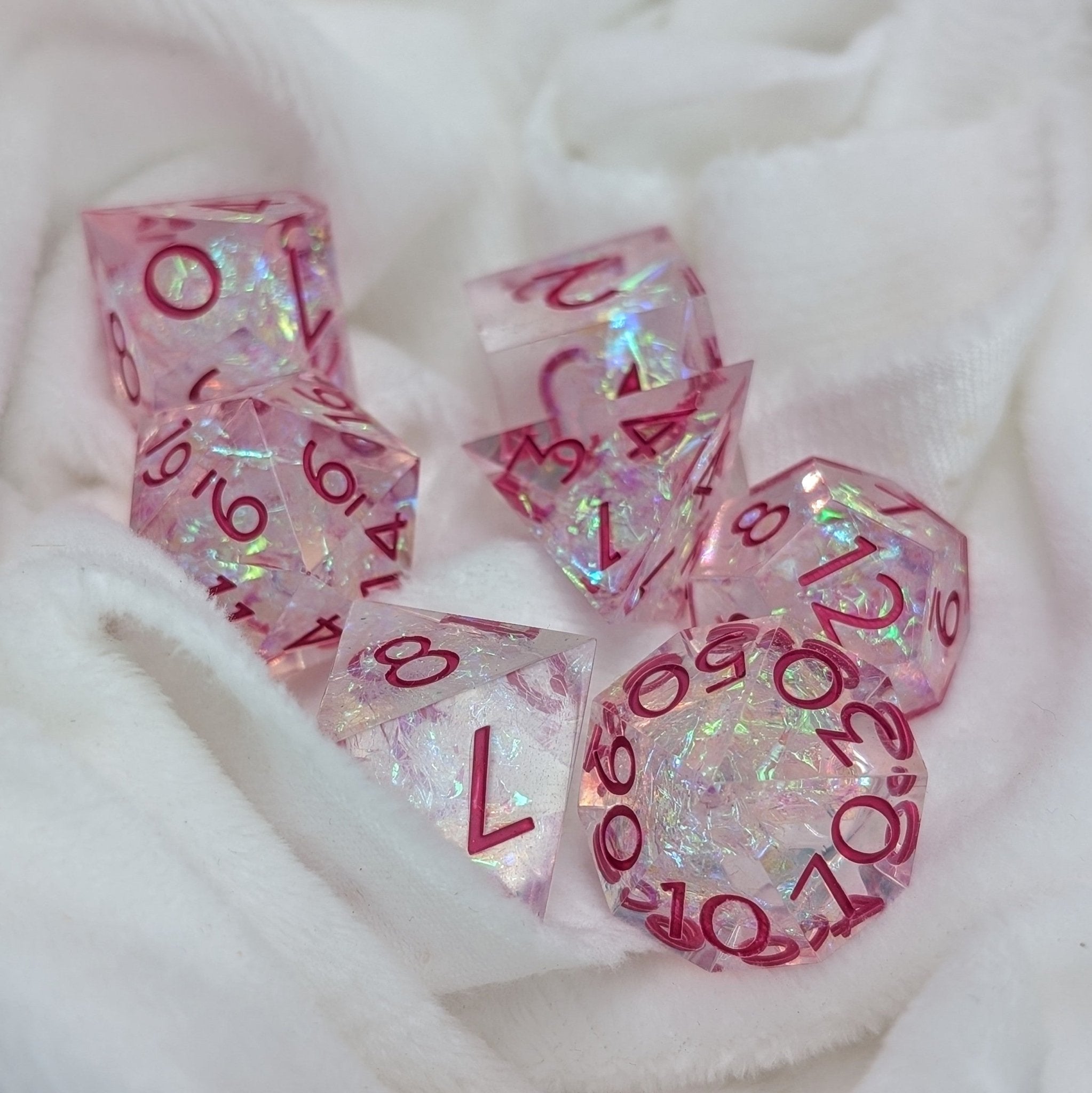 Blushing Prism - 7 Piece Luxury D&D Dice Set - EBONWOOD