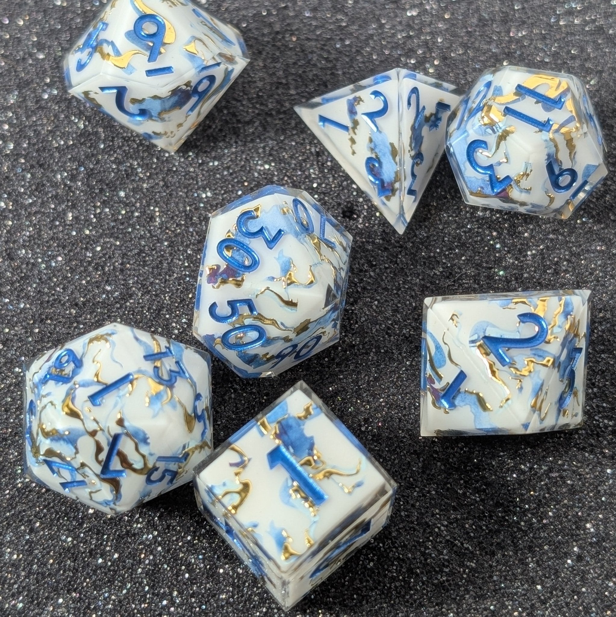 Borealis Aurum - 7 Piece Polyhedral Dice Set - EBONWOOD
