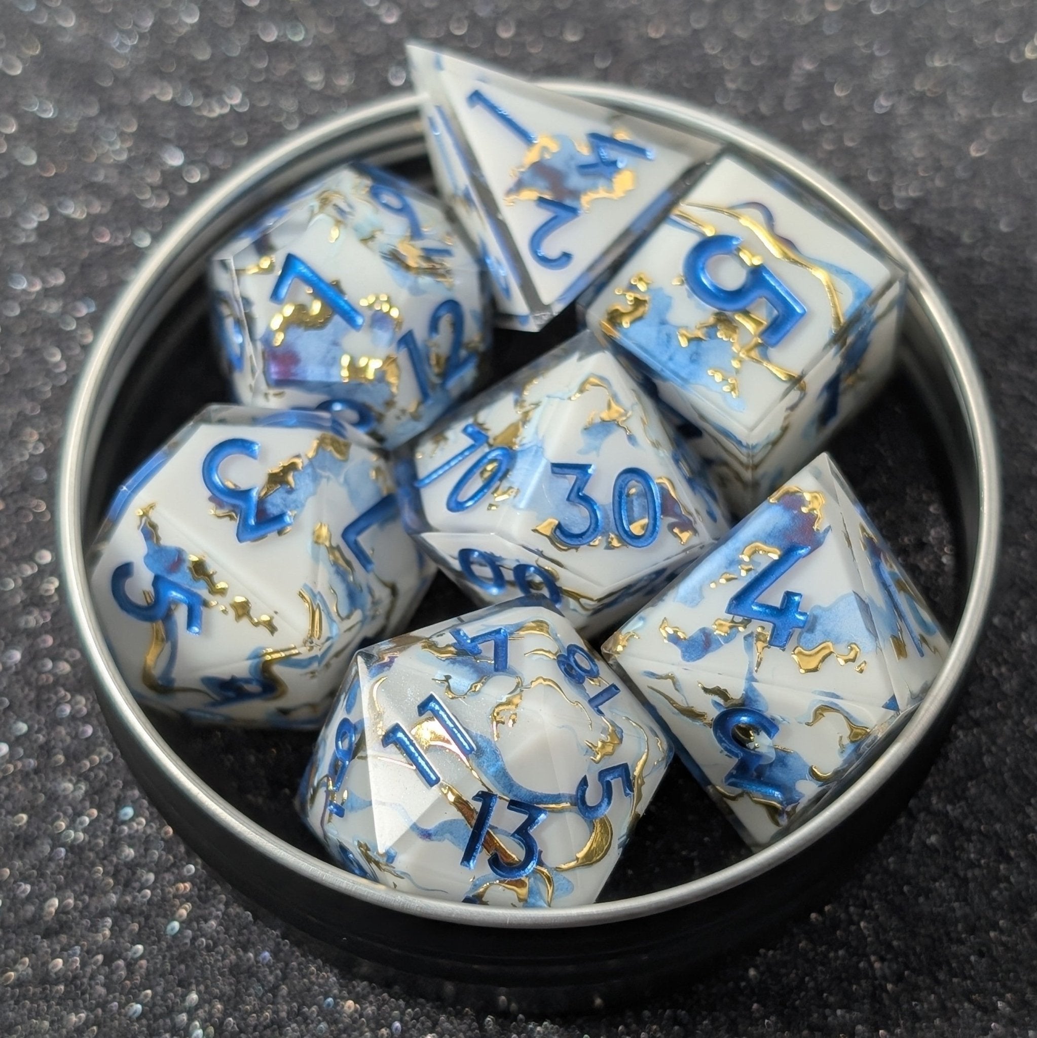 Borealis Aurum - 7 Piece Polyhedral Dice Set - EBONWOOD