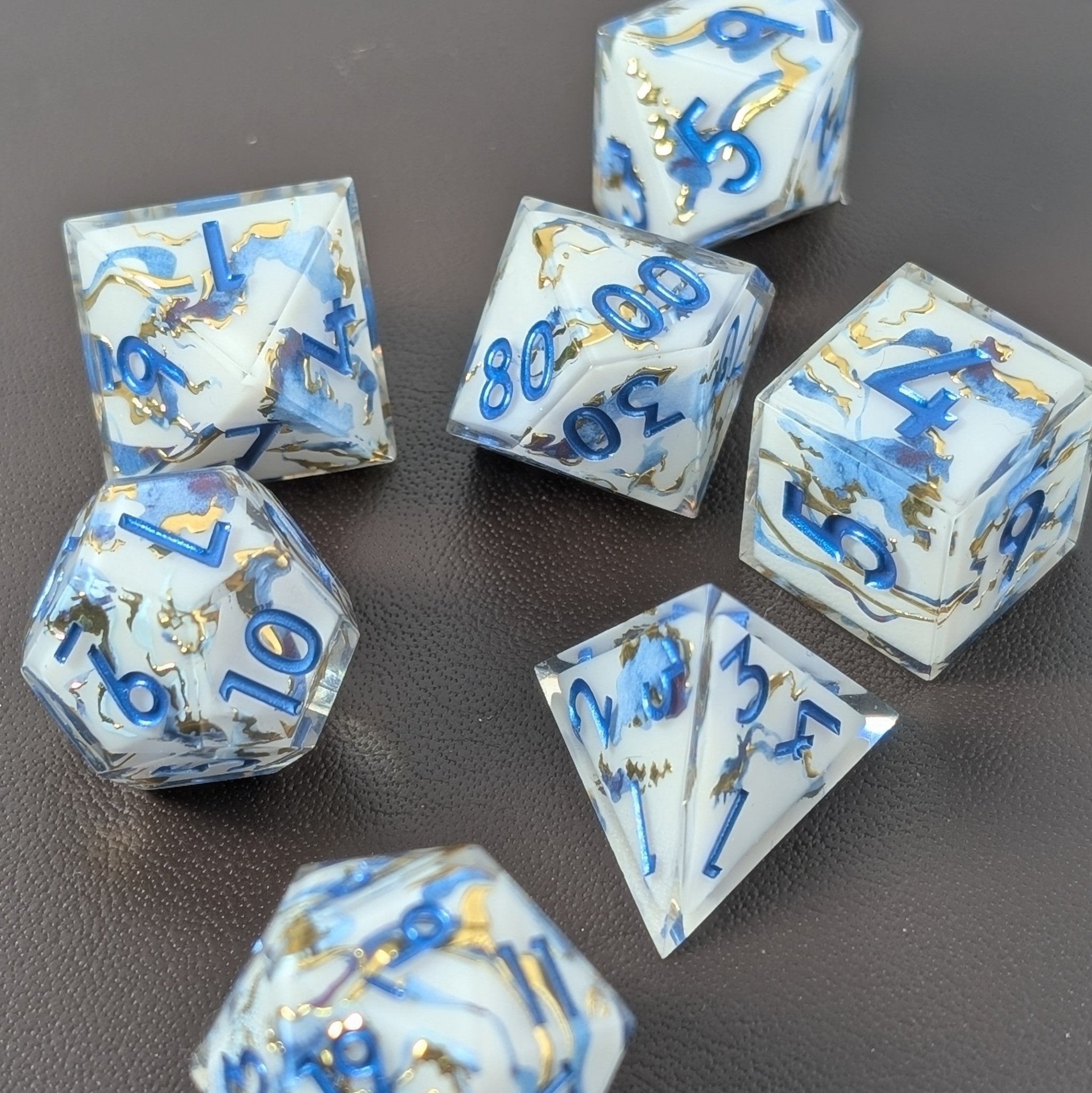 Borealis Aurum - 7 Piece Polyhedral Dice Set - EBONWOOD