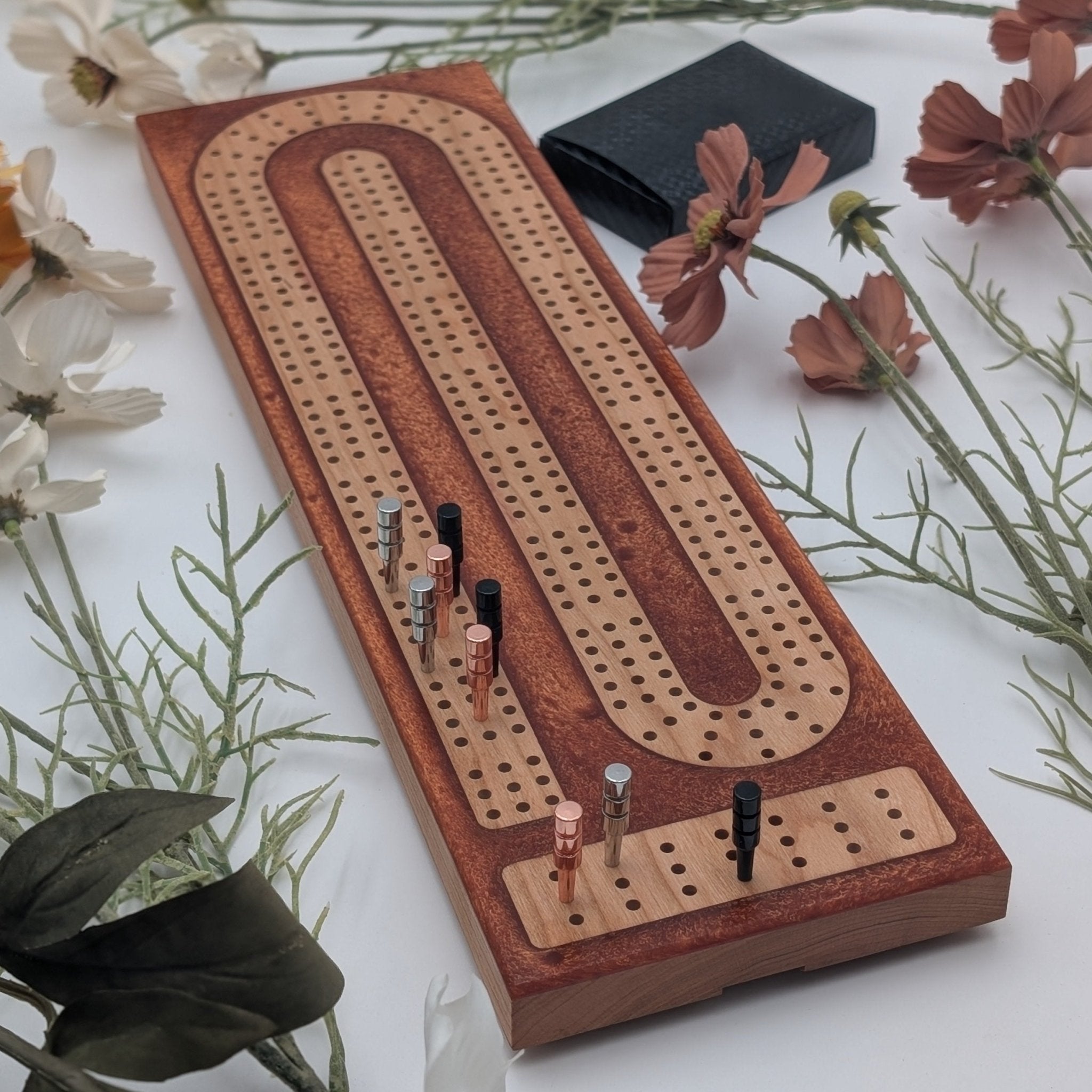 Reverse Pour Copper Resin Premium Cribbage Board - Three Lane Cribbage Board