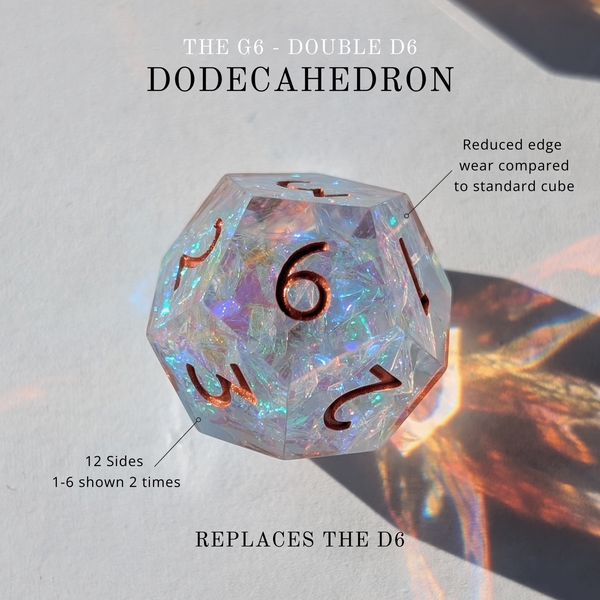 Copperveil Lens 7 - Piece Gyroid Dice Set - EBONWOOD