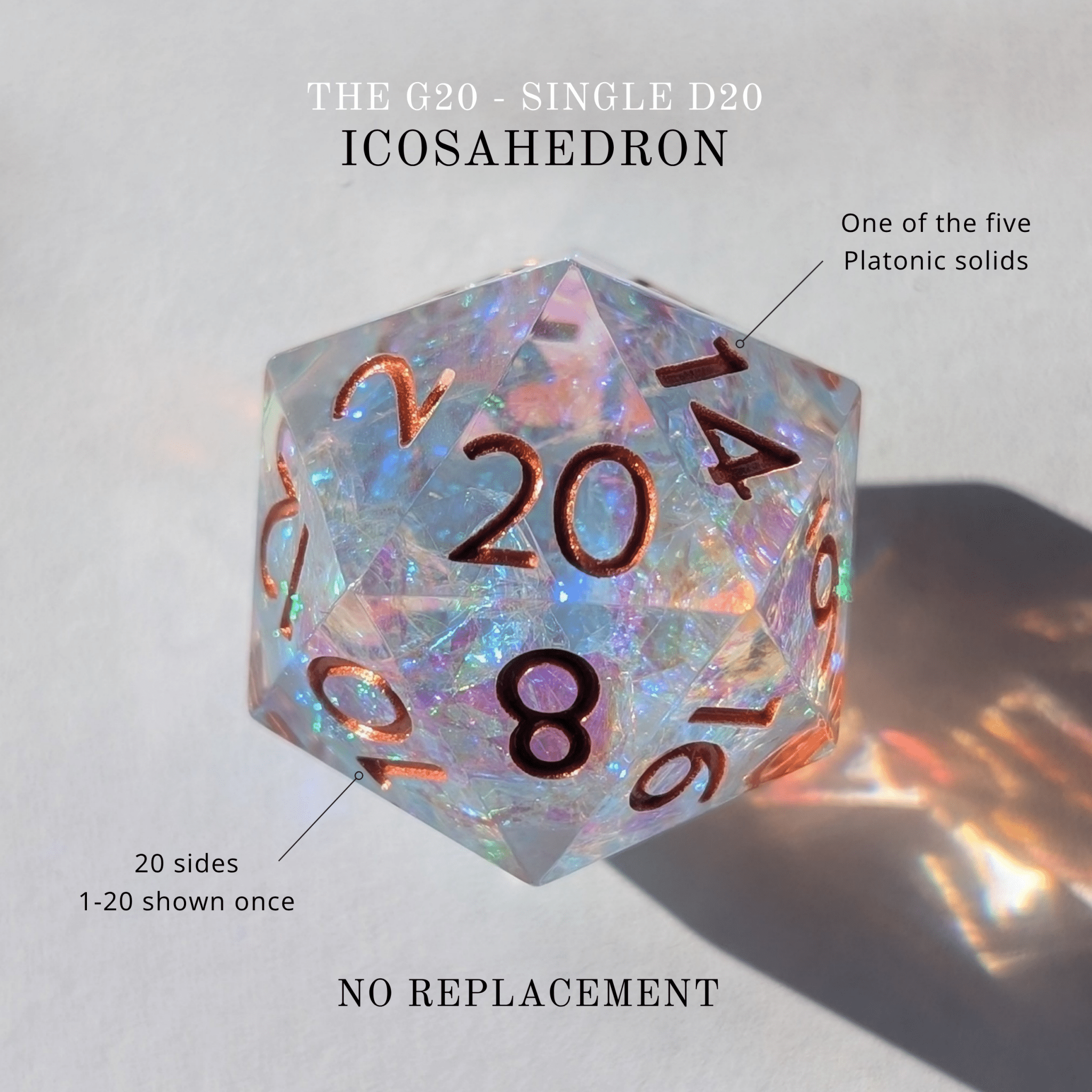 Copperveil Lens 7 - Piece Gyroid Dice Set - EBONWOOD