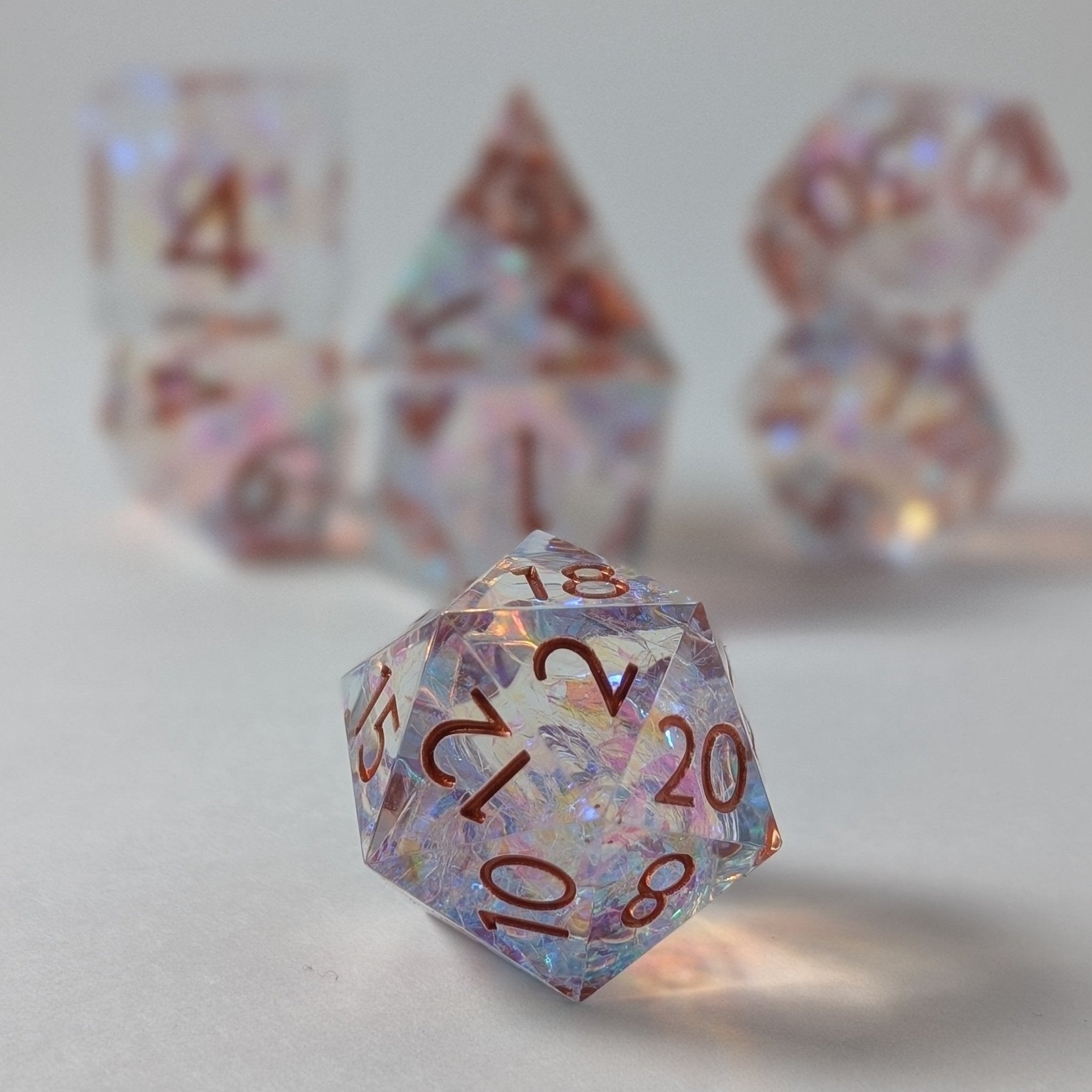 Copperveil Lens 7 - Piece Polyhedral Dice Set - EBONWOOD