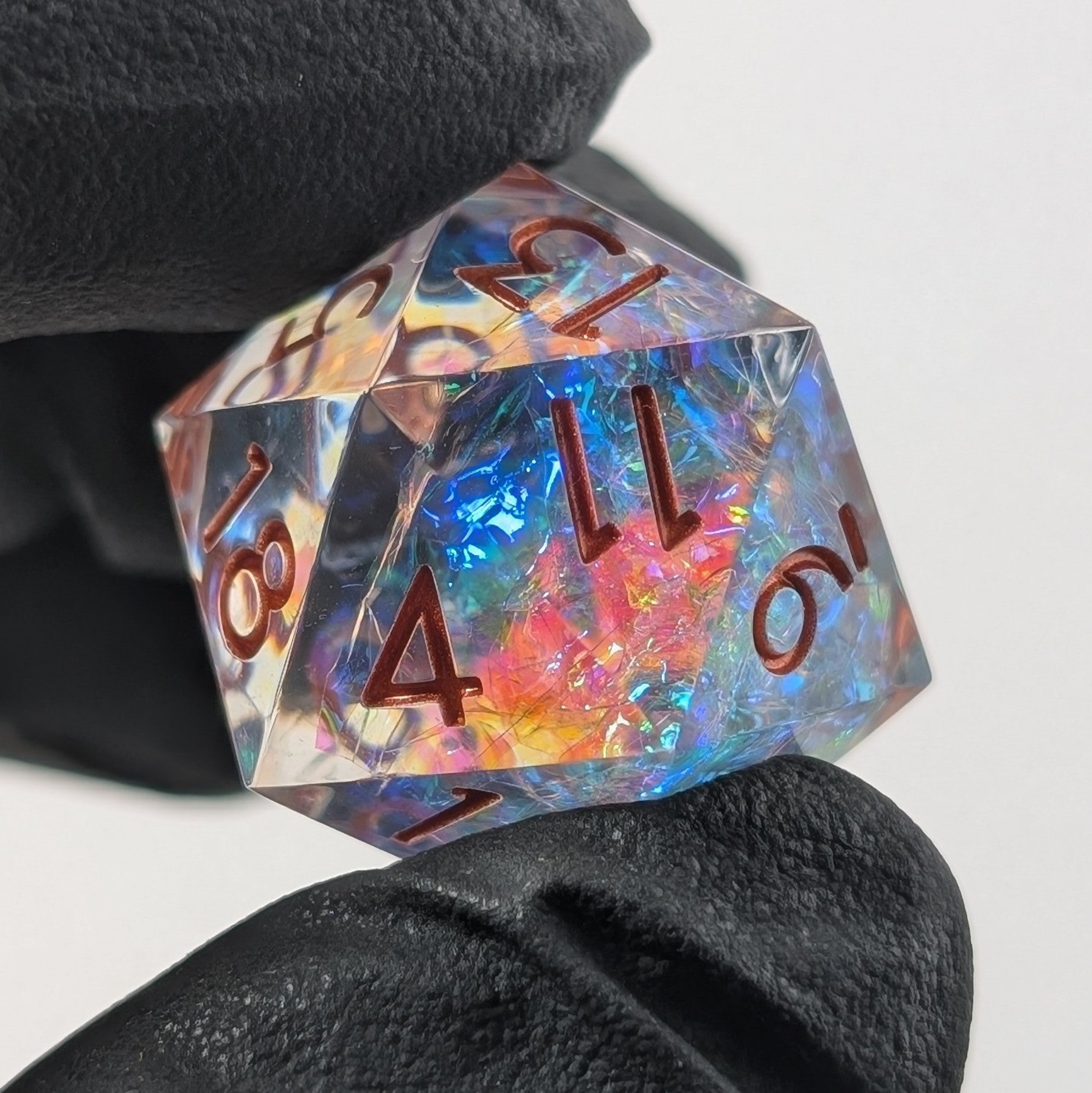 Copperveil Lens 7 - Piece Polyhedral Dice Set - EBONWOOD