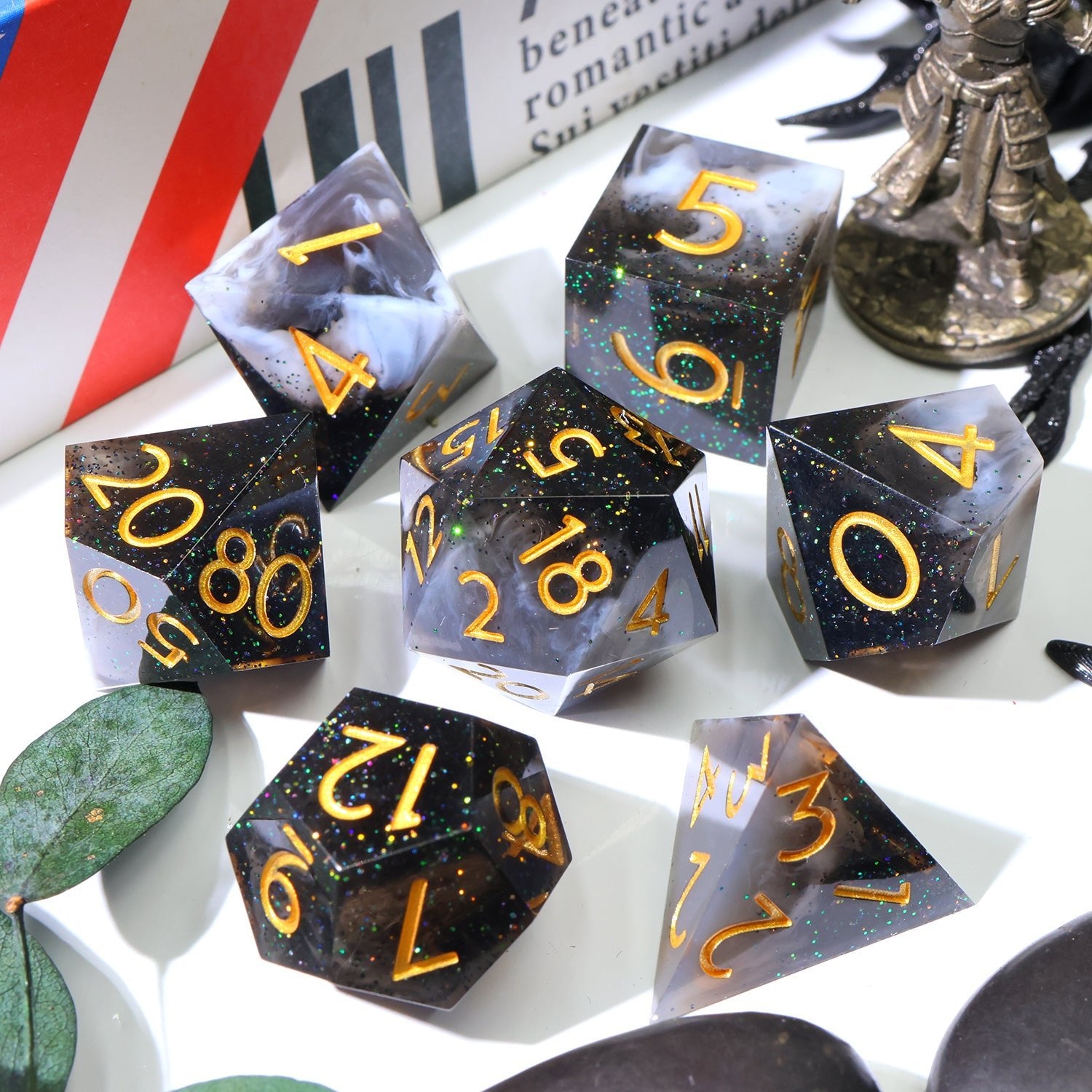 Dark Matter 7-Piece Polyhedral Dice Set - EBONWOOD