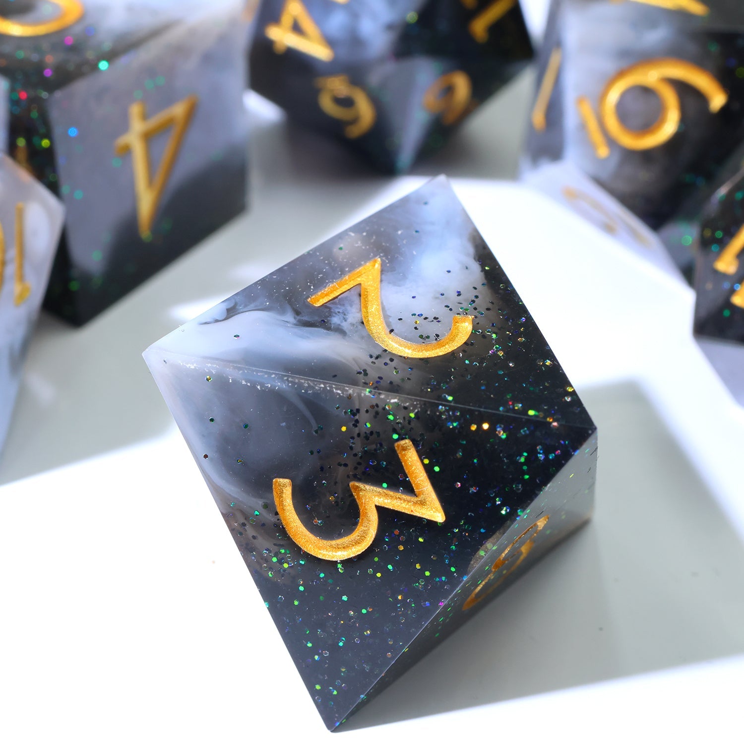 Dark Matter 7-Piece Polyhedral Dice Set - EBONWOOD