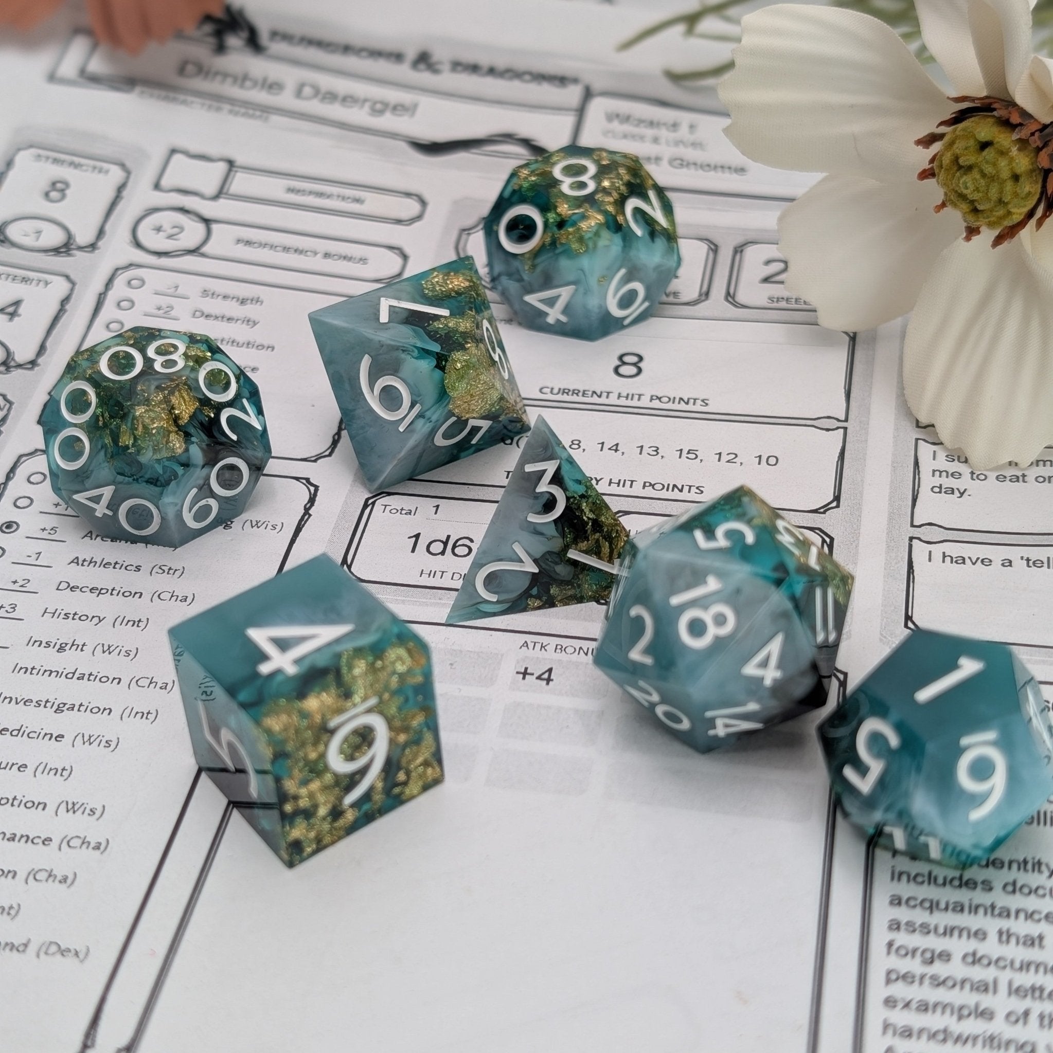 Deathmire 7 - Piece Polyhedral Dice Set - EBONWOOD