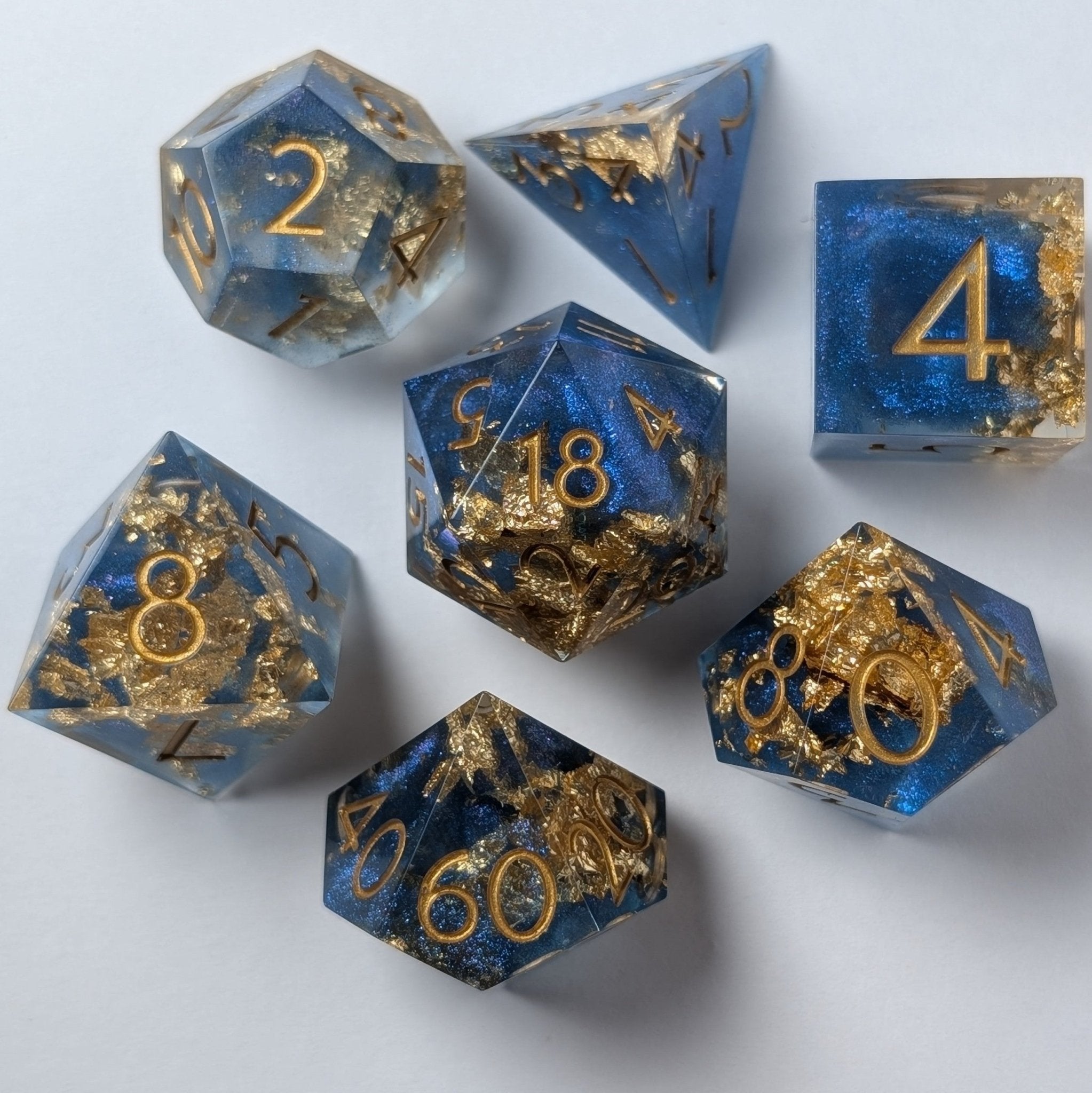 Deepsea Oracle - 7 Piece Luxury D&D Dice Set - EBONWOOD