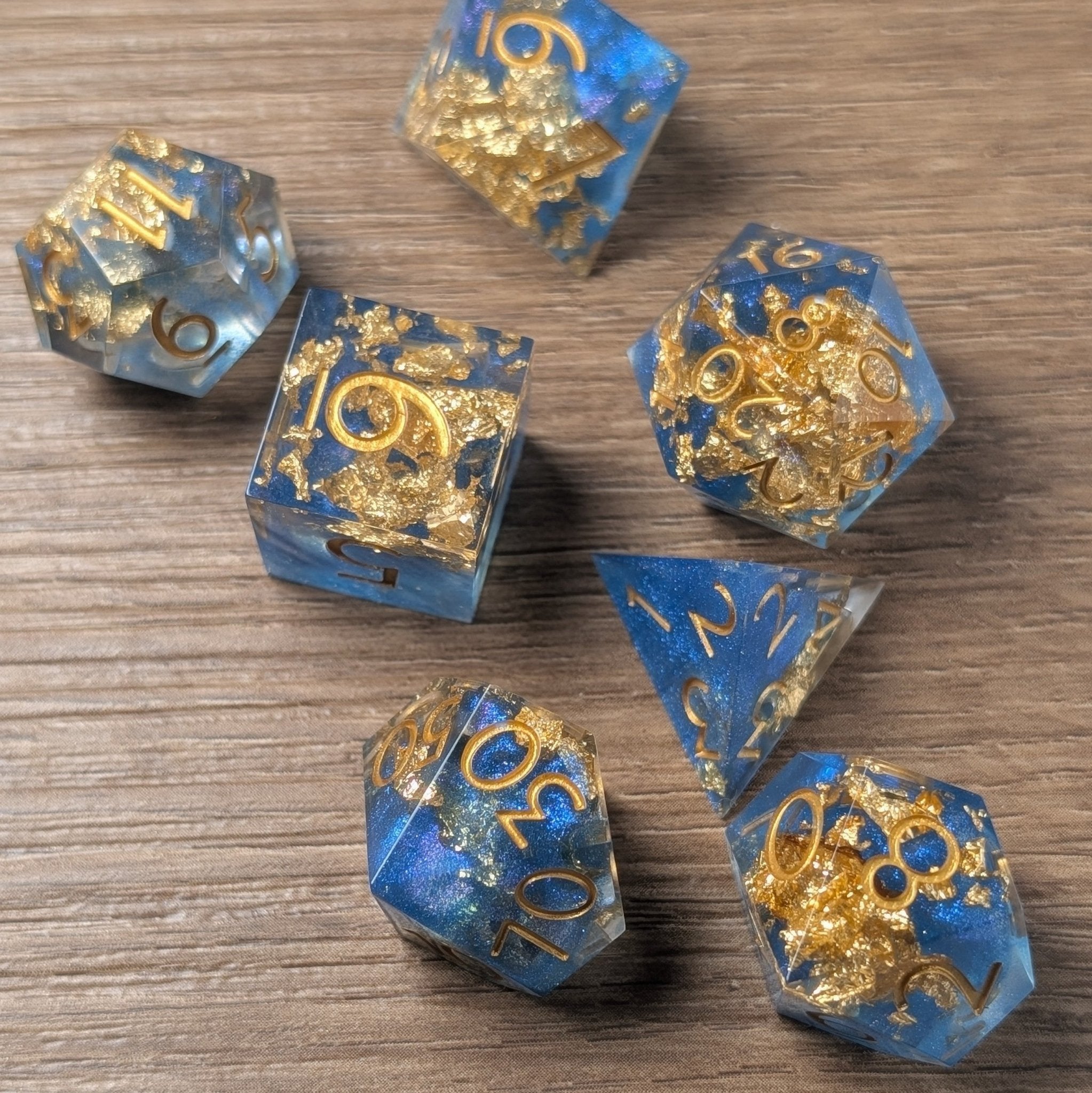 Deepsea Oracle - 7 Piece Luxury D&D Dice Set - EBONWOOD