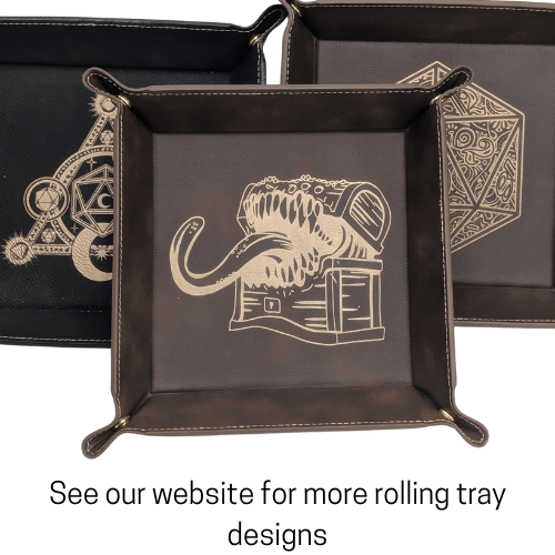 Dragon's Last Stand Dice Tray - Vegan Leather DnD Dice Rolling Tray - EBONWOOD