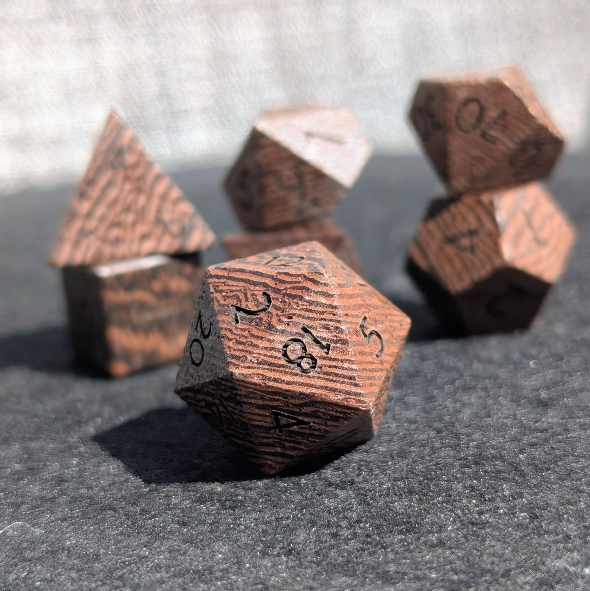 Ebony - 7 Piece Polyhedral Wooden Dice Set - EBONWOOD