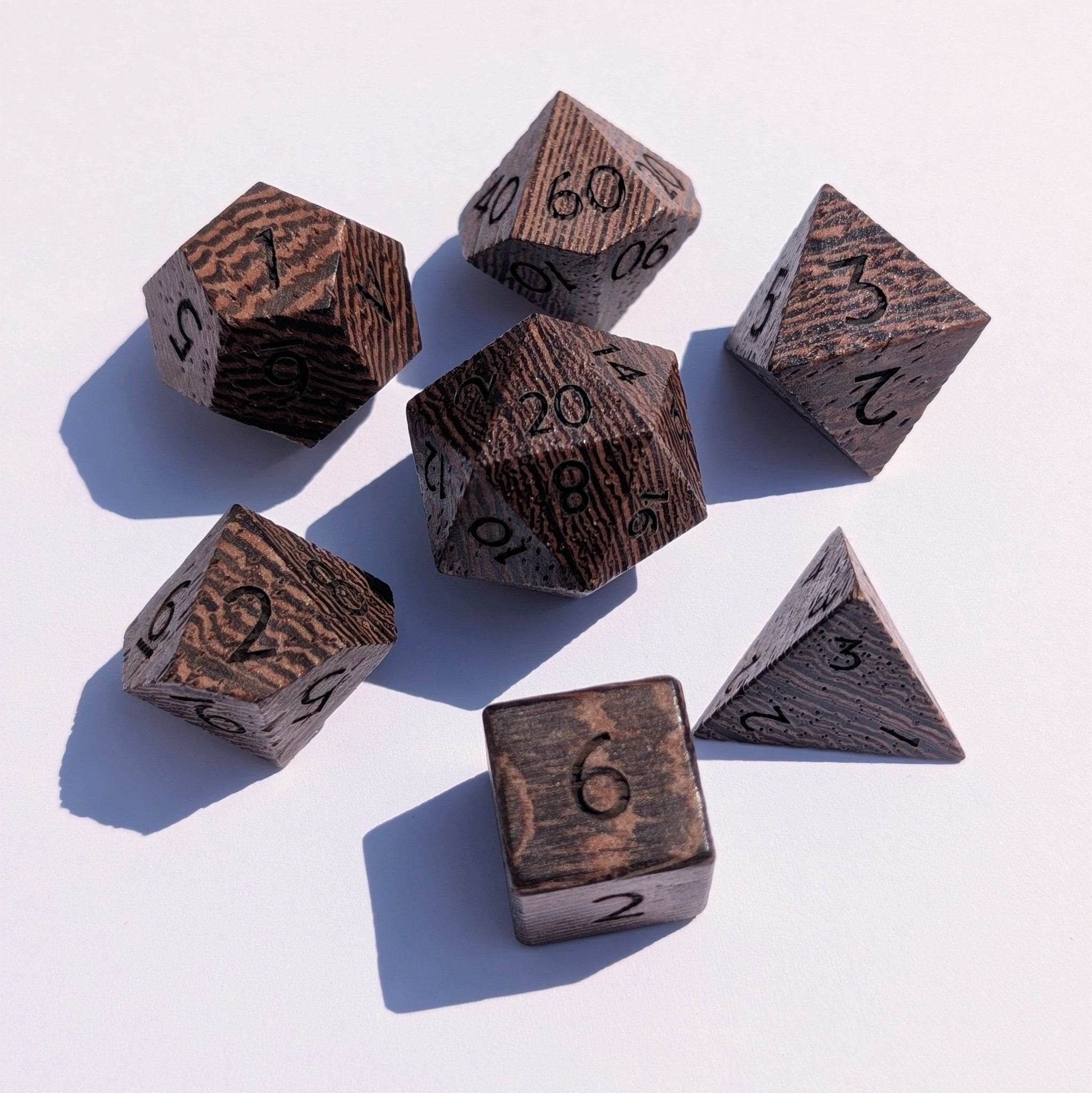 Ebony - 7 Piece Polyhedral Wooden Dice Set - EBONWOOD