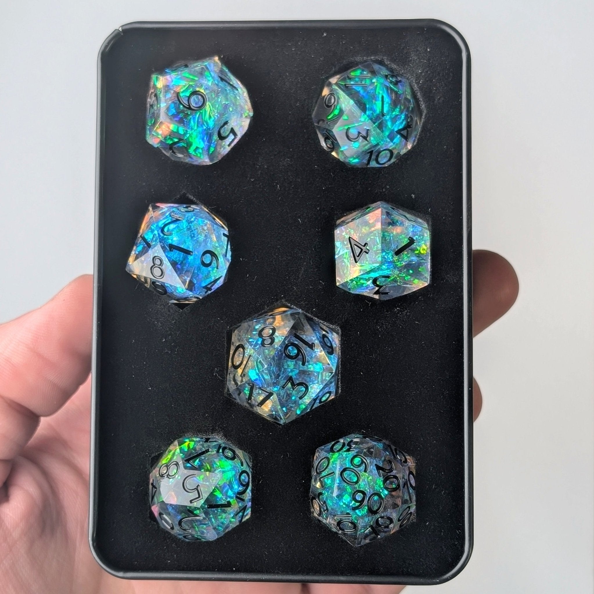 Eldritch Blaze 7 - Piece Gyroid Dice Set - EBONWOOD