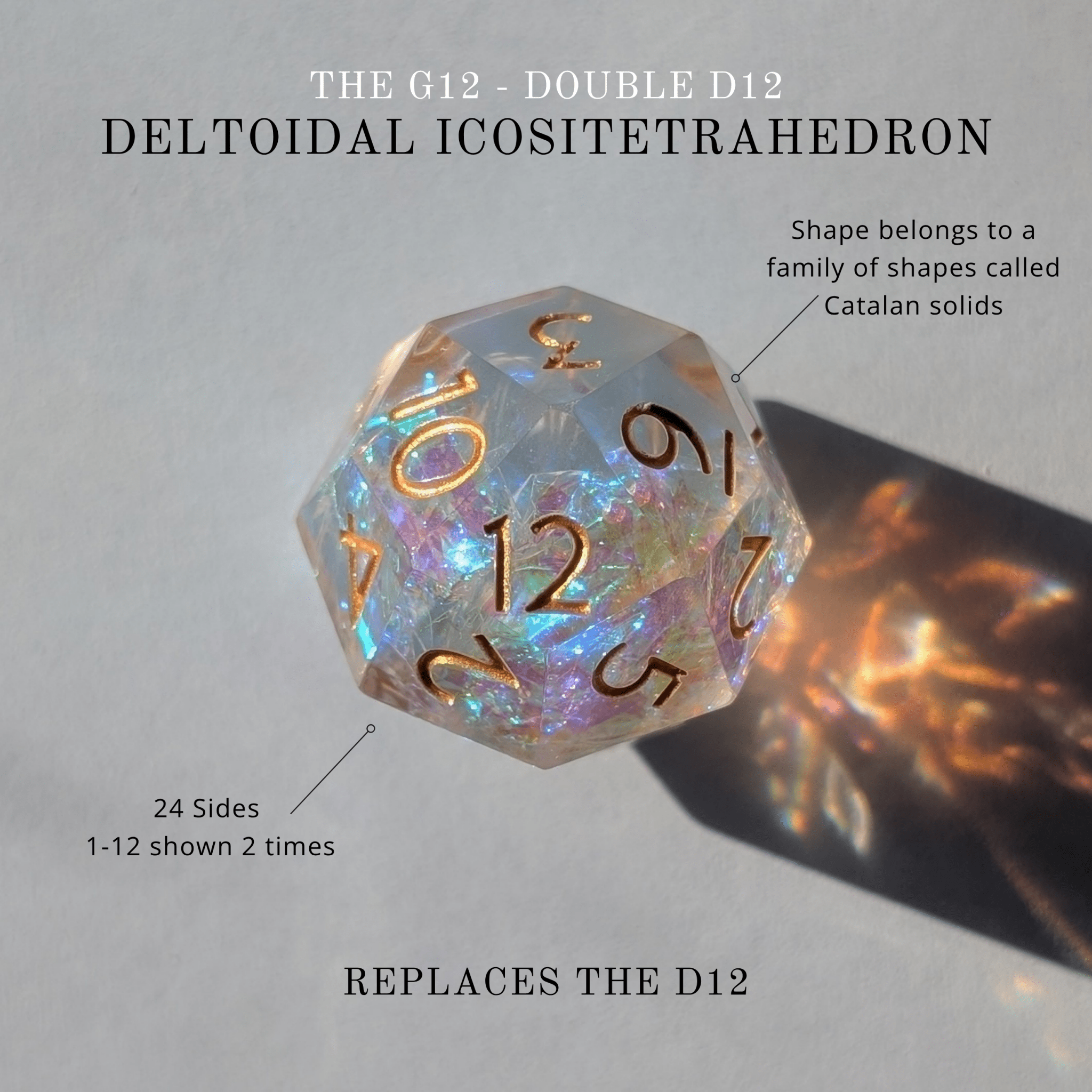 Golden Valor 7 - Piece Gyroid Dice Set - EBONWOOD