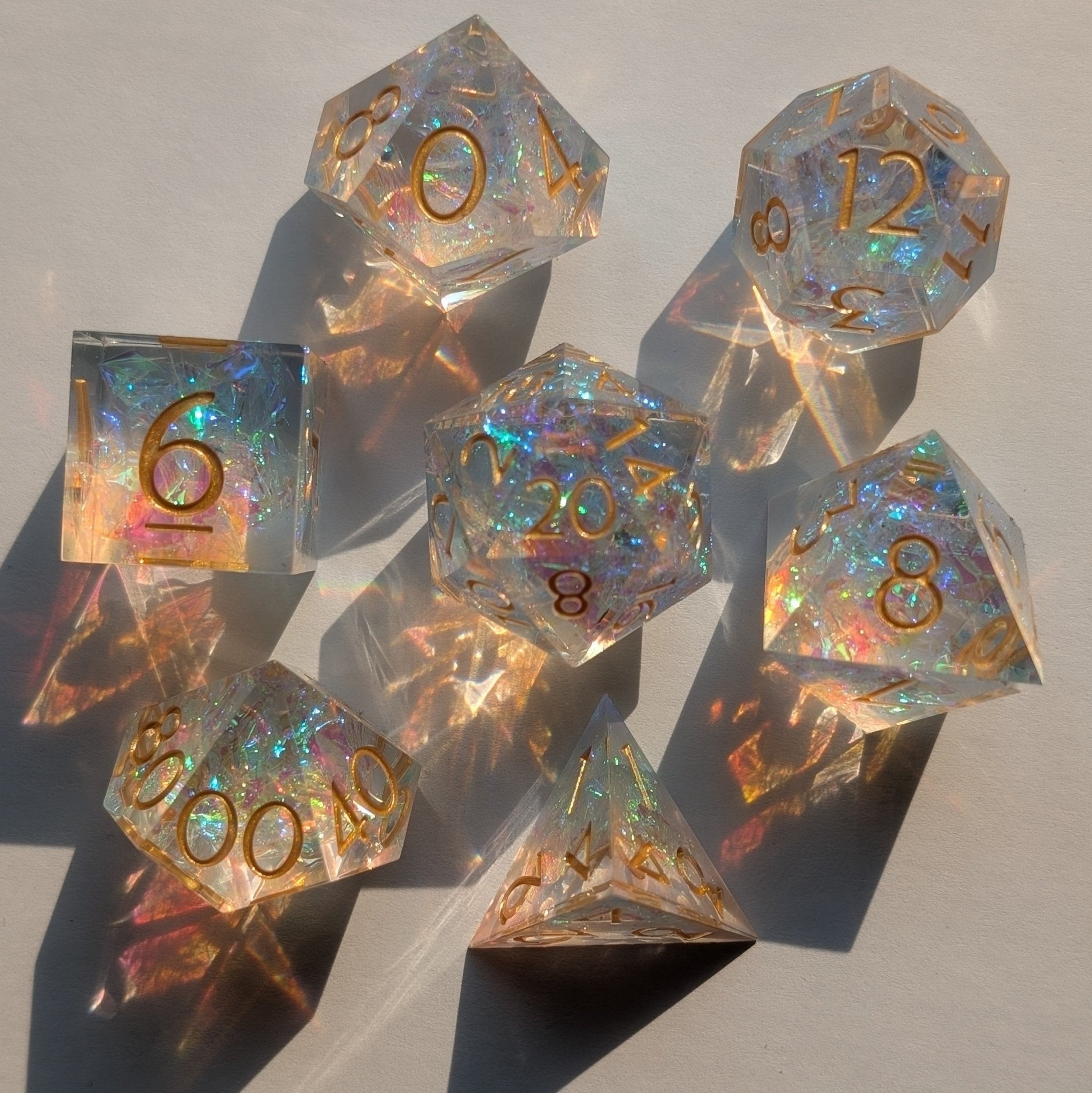 Golden Valor - 7 Piece Luxury D&D Dice Set - EBONWOOD