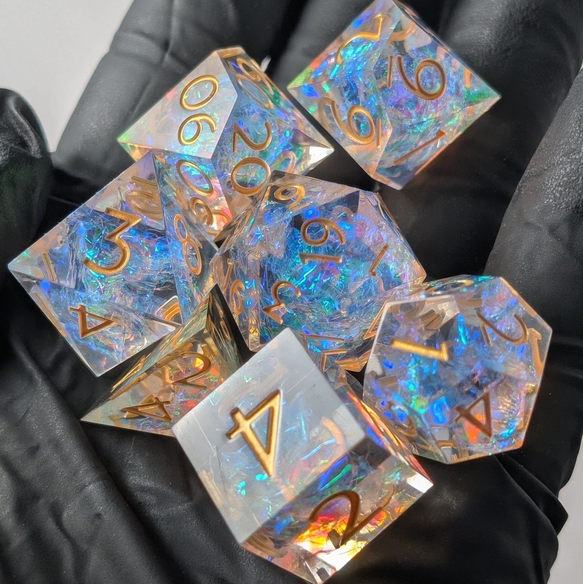 Golden Valor - 7 Piece Luxury D&D Dice Set - EBONWOOD