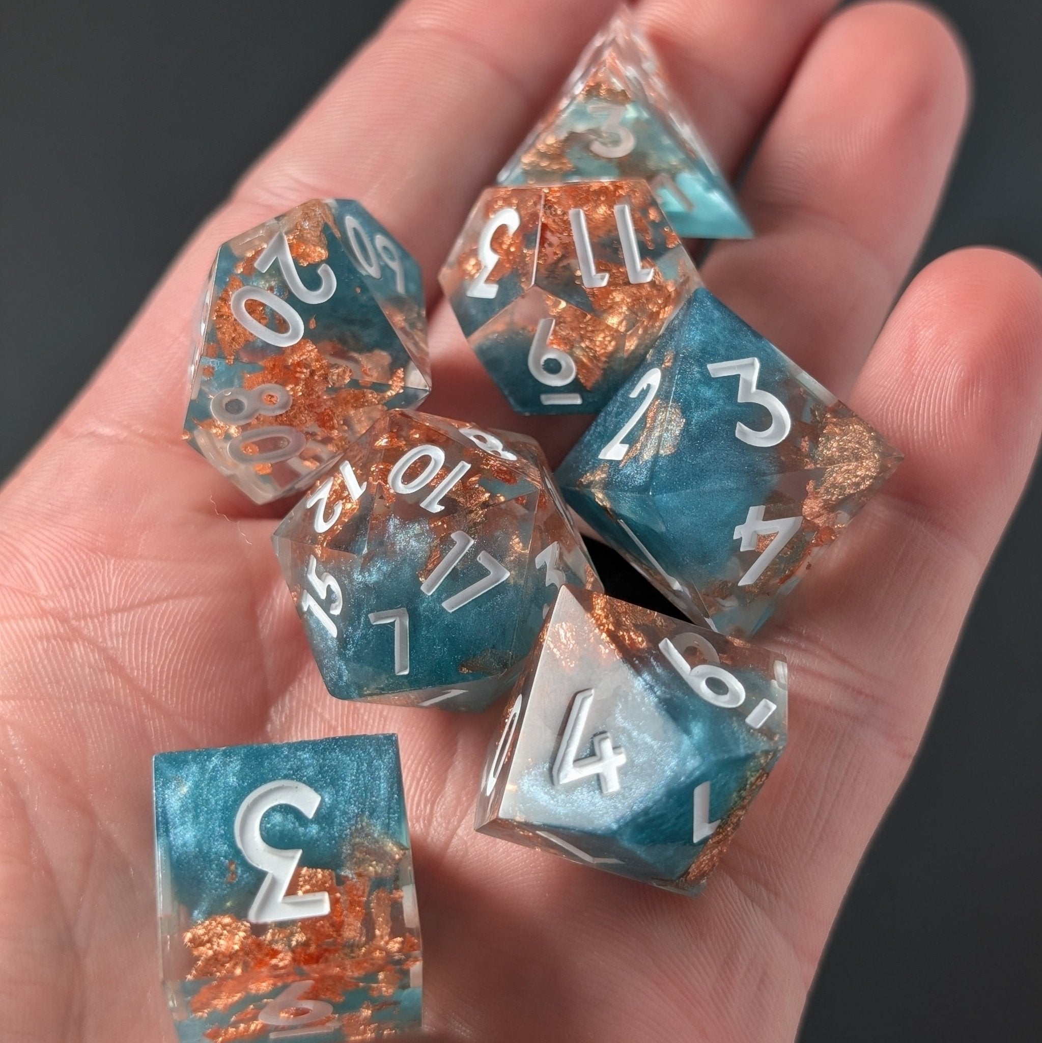 Howler’s Luck - 7 Piece Polyhedral Dice Set - EBONWOOD