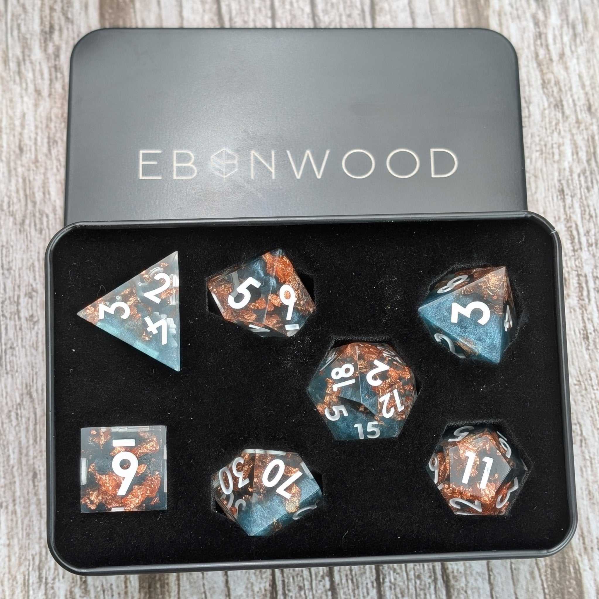 Howler’s Luck - 7 Piece Polyhedral Dice Set - EBONWOOD