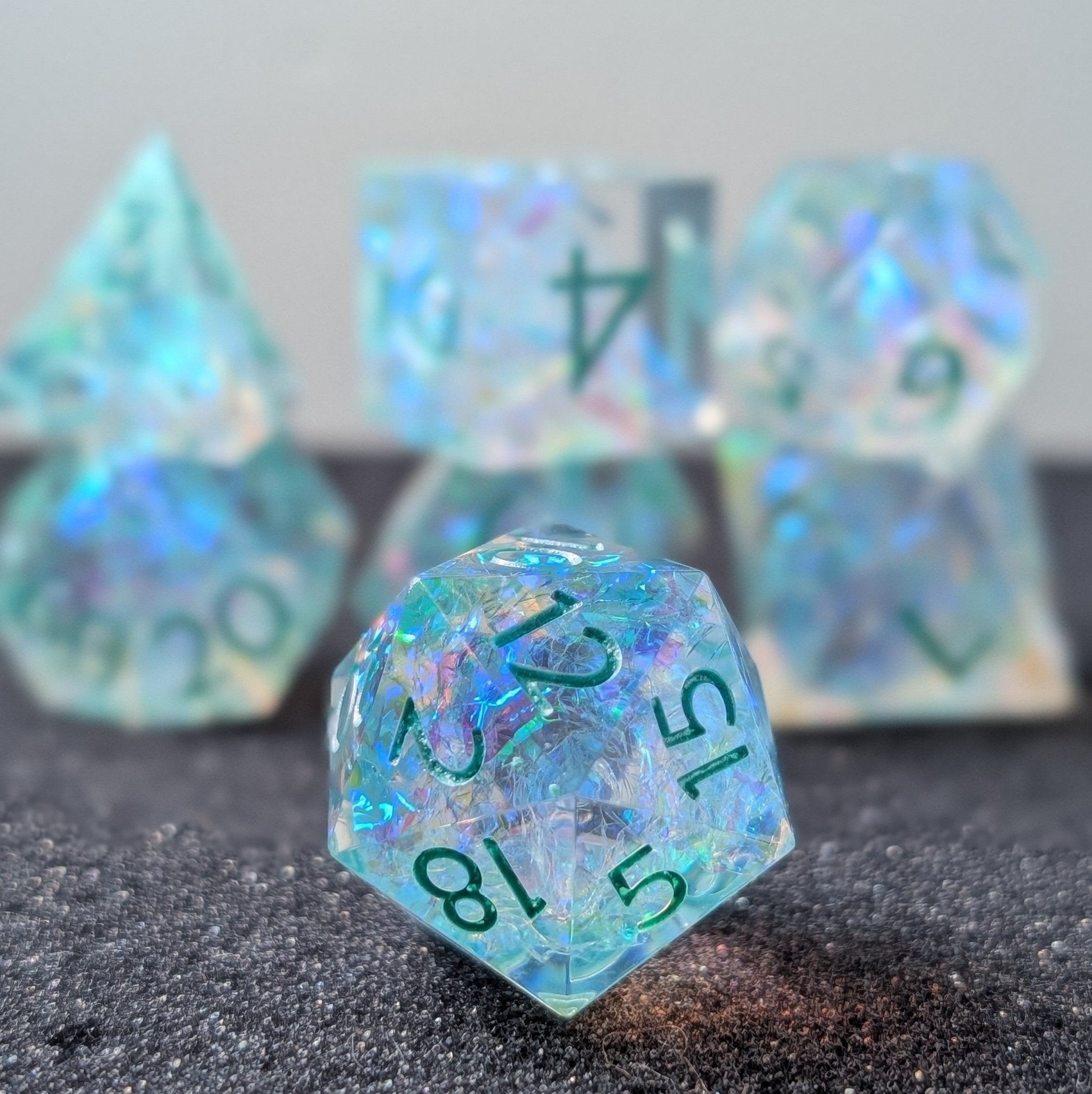 Icenite 7 - Piece Polyhedral Dice Set - EBONWOOD