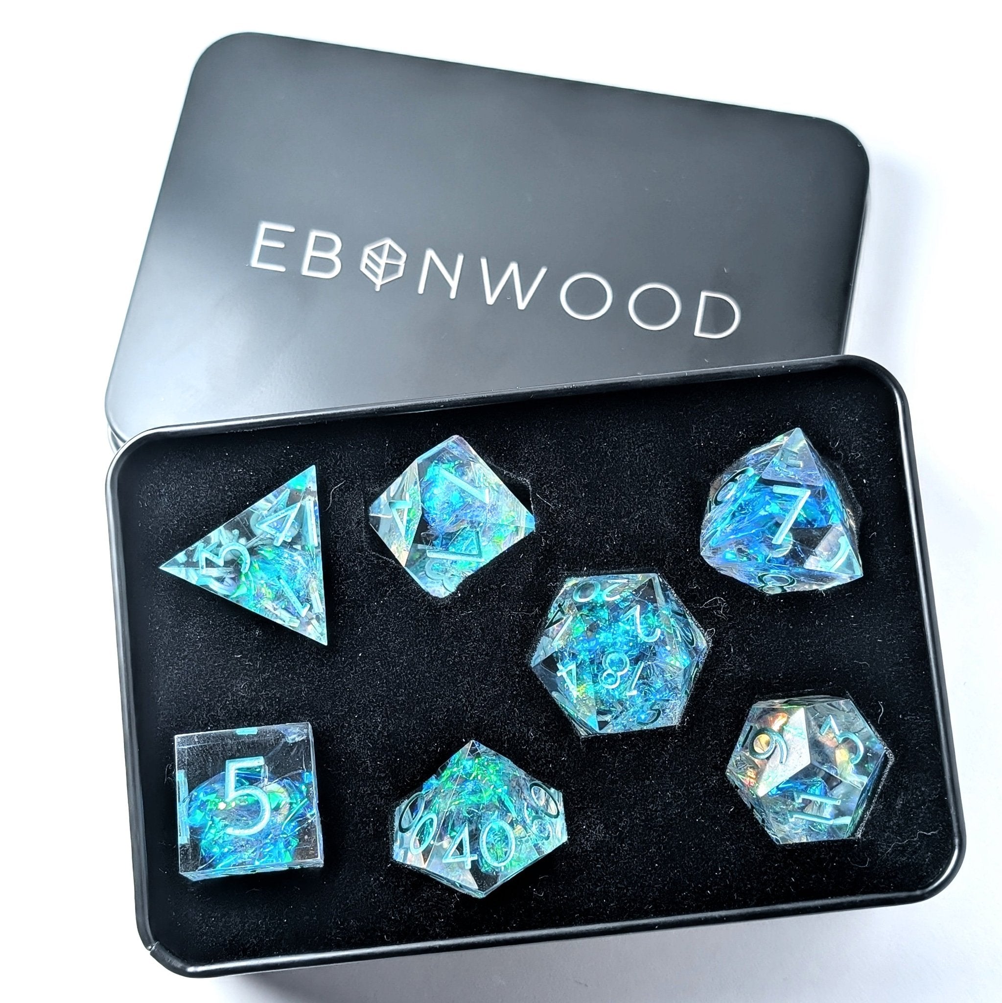 Icenite 7 - Piece Polyhedral Dice Set - EBONWOOD