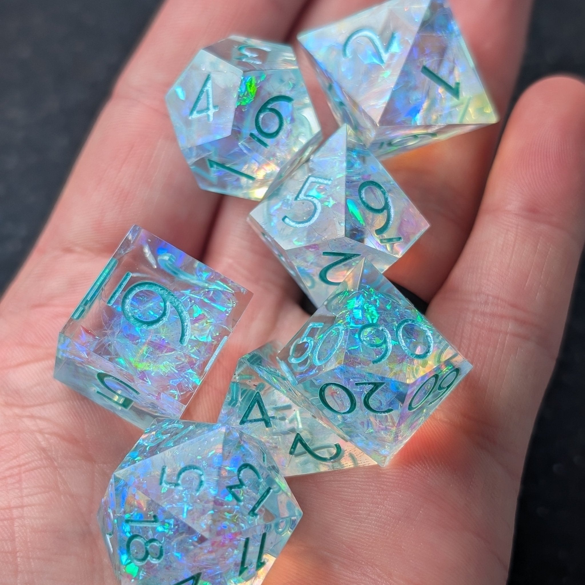 Icenite 7 - Piece Polyhedral Dice Set - EBONWOOD