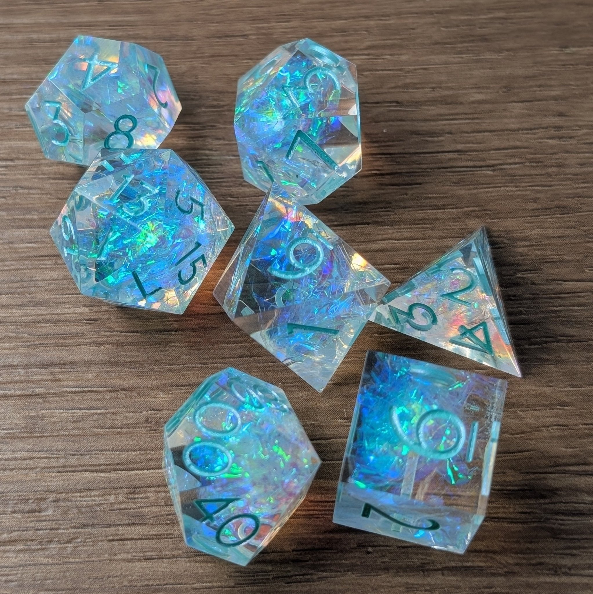 Icenite 7 - Piece Polyhedral Dice Set - EBONWOOD