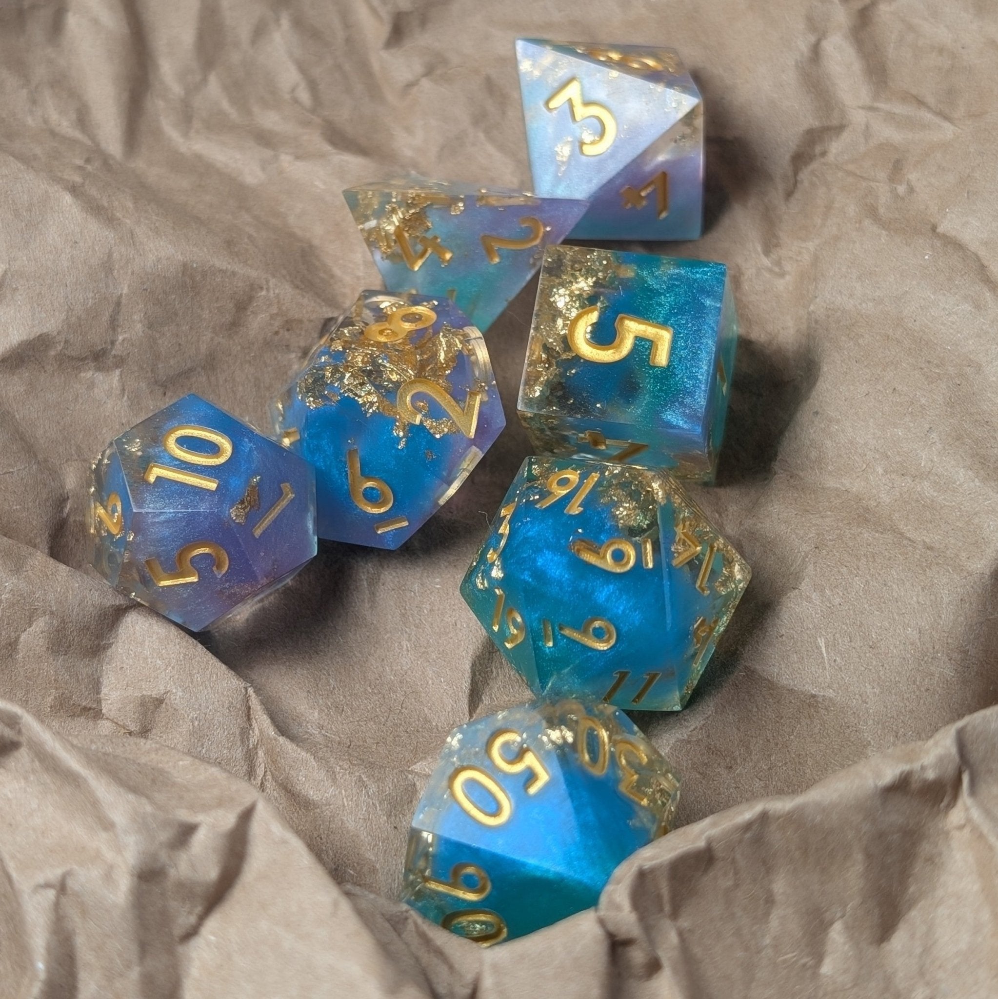 Jester's Gambit 7 - Piece Polyhedral Dice Set - EBONWOOD