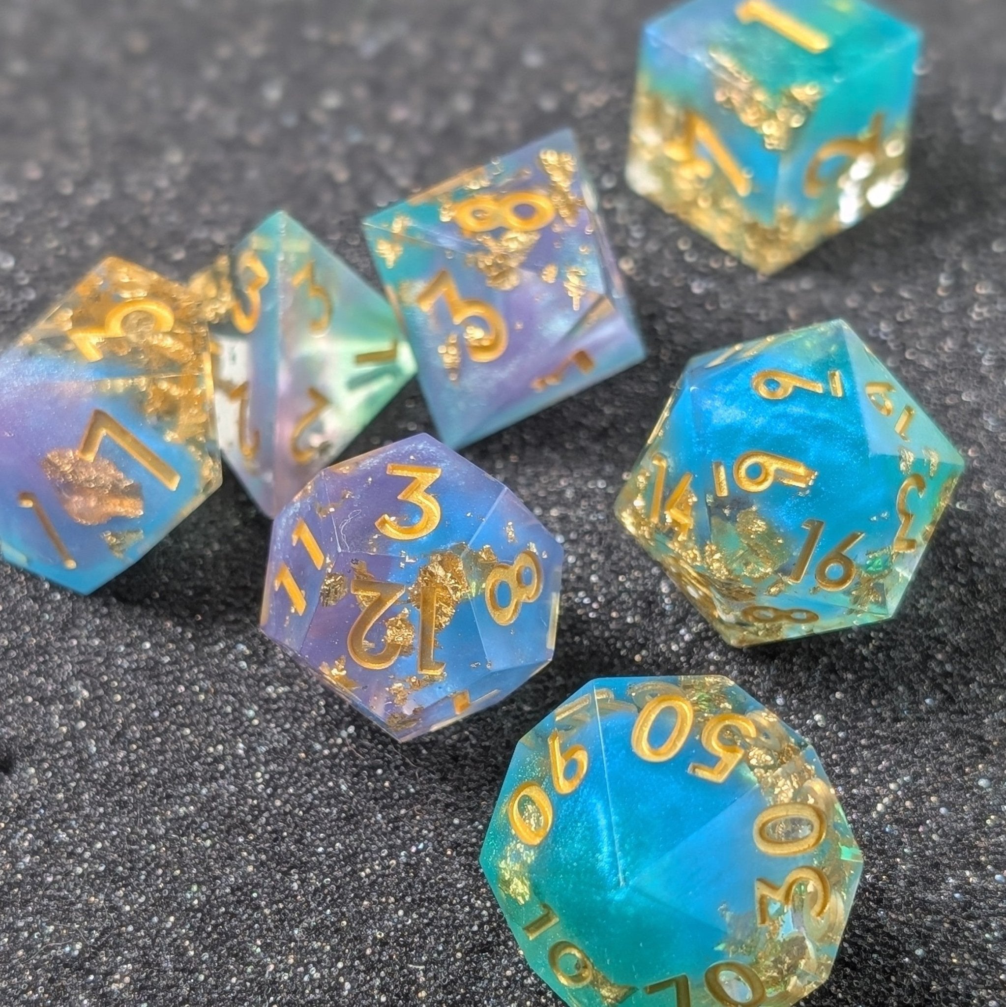 Jester's Gambit 7 - Piece Polyhedral Dice Set - EBONWOOD