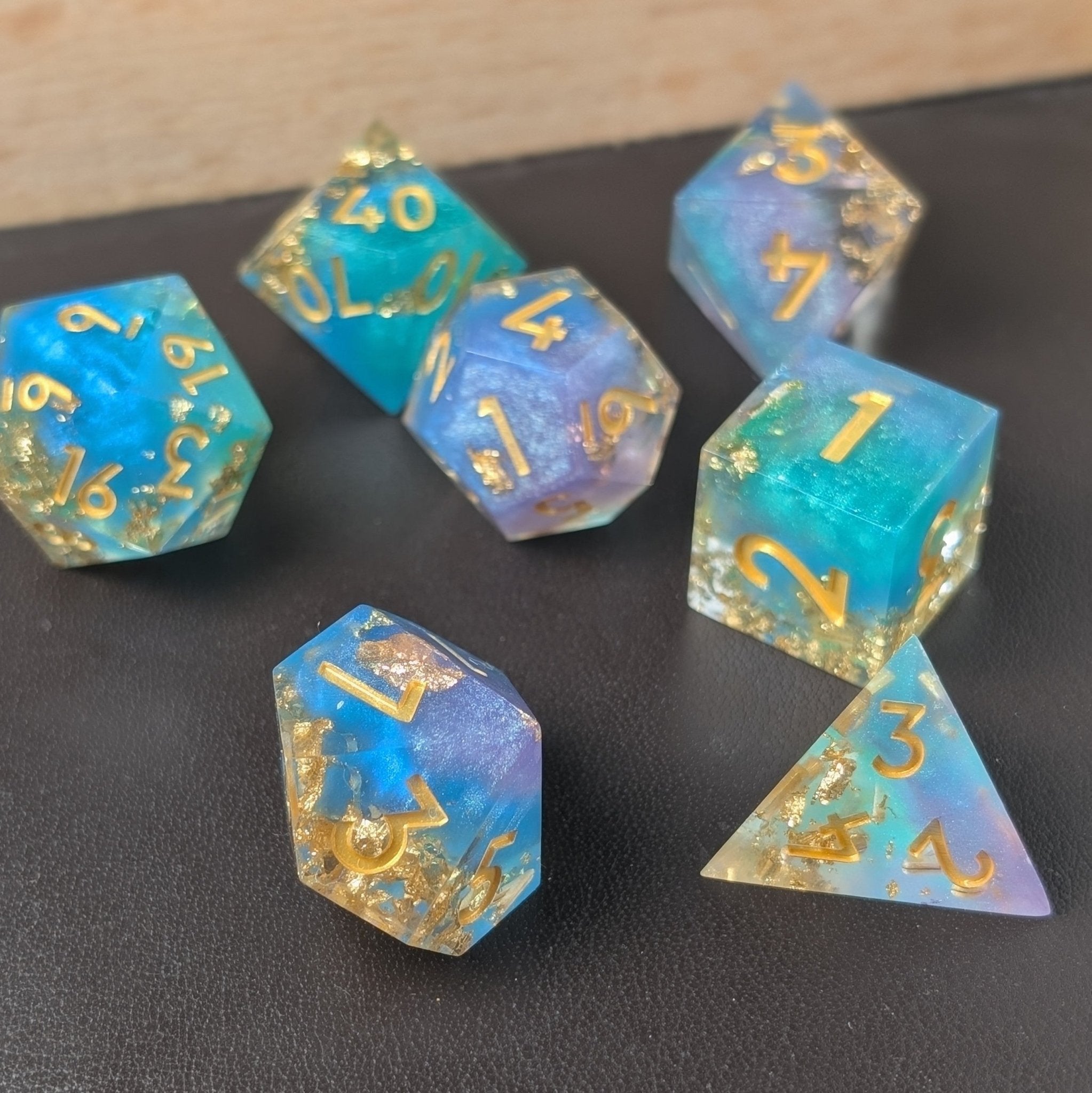 Jester's Gambit 7 - Piece Polyhedral Dice Set - EBONWOOD