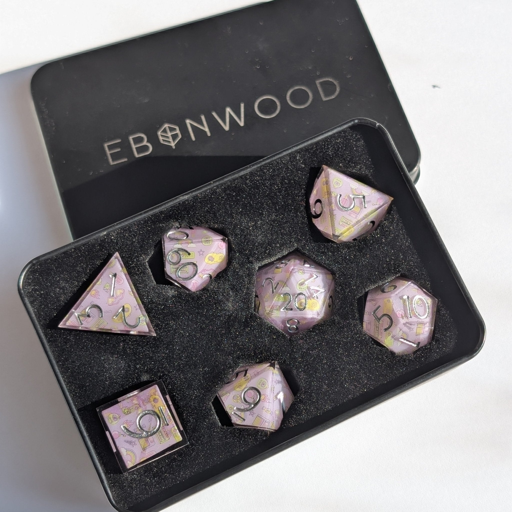 Memory Pop 7 - Piece Polyhedral Dice Set - EBONWOOD