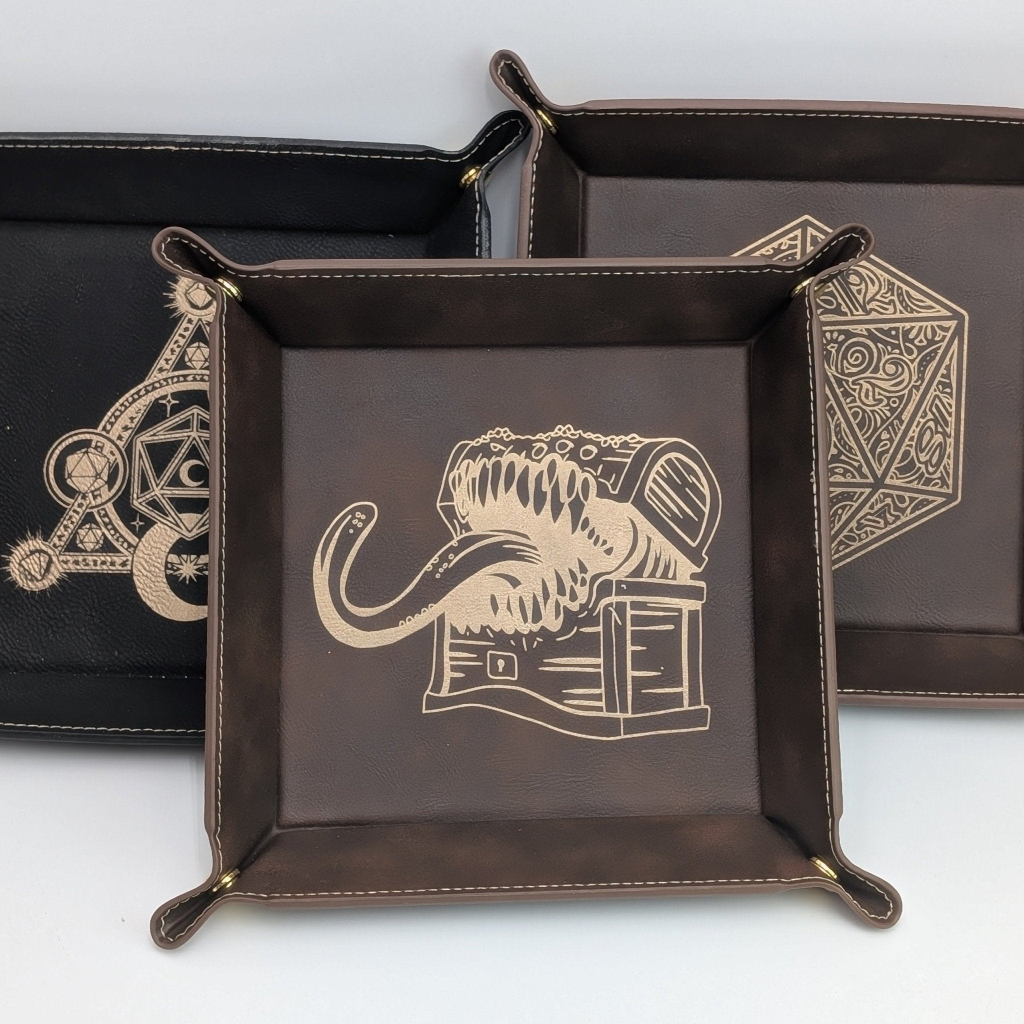 Mimic Dice Tray - Vegan Leather DnD Dice Rolling Tray - EBONWOOD