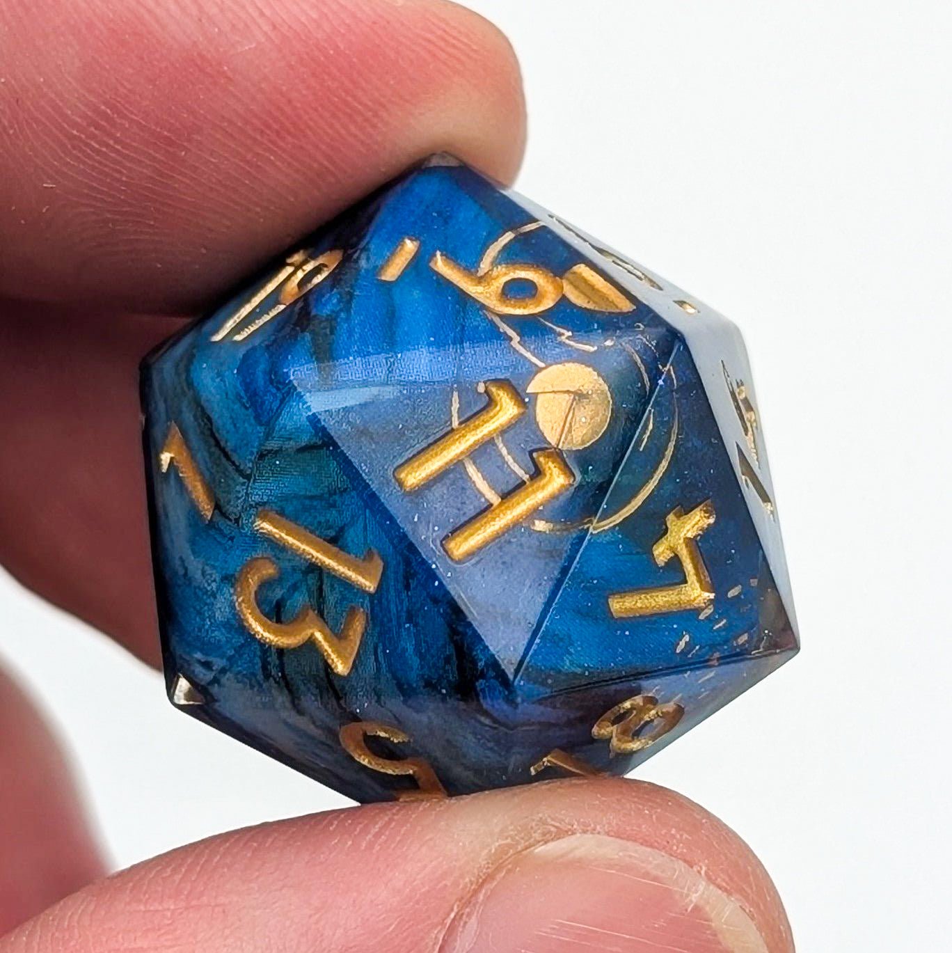 Mist and Moon - 7 Piece Luxury D&D Dice Set - EBONWOOD