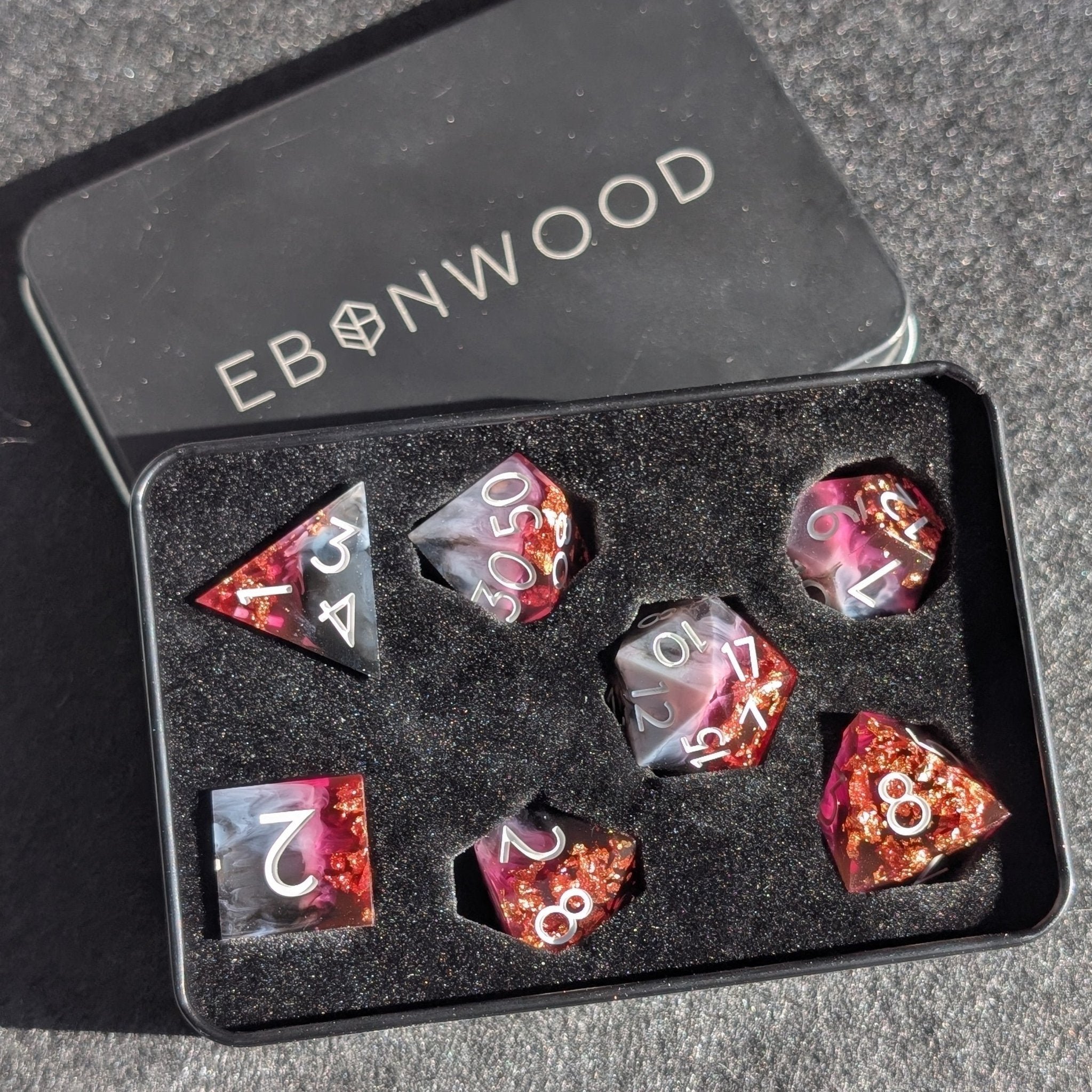 Molten Crown 7 - Piece Polyhedral Dice Set - EBONWOOD